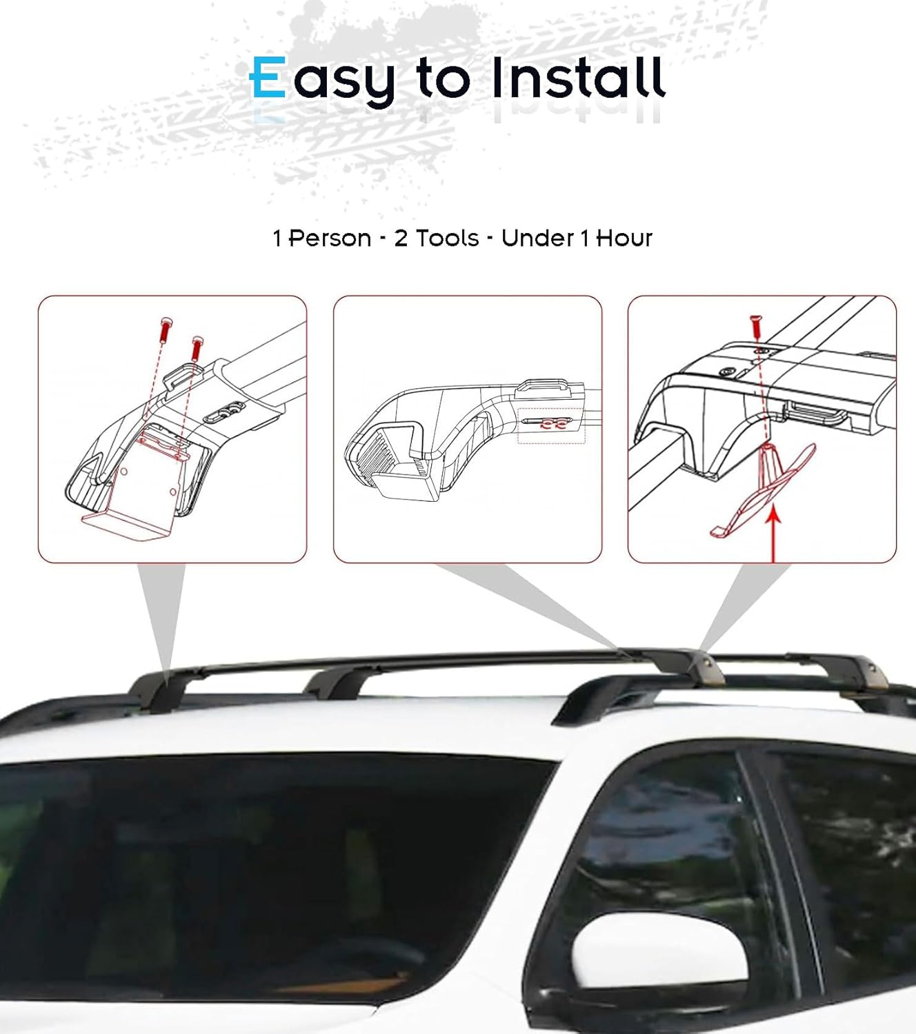 235 LBS Roof Rack for Ford Ranger 2012-2021, Anti-Theft Metal Lock, 2-Hole 2-Screw Mounting - Suitable for Carry Kayak Bike Gear image number 2