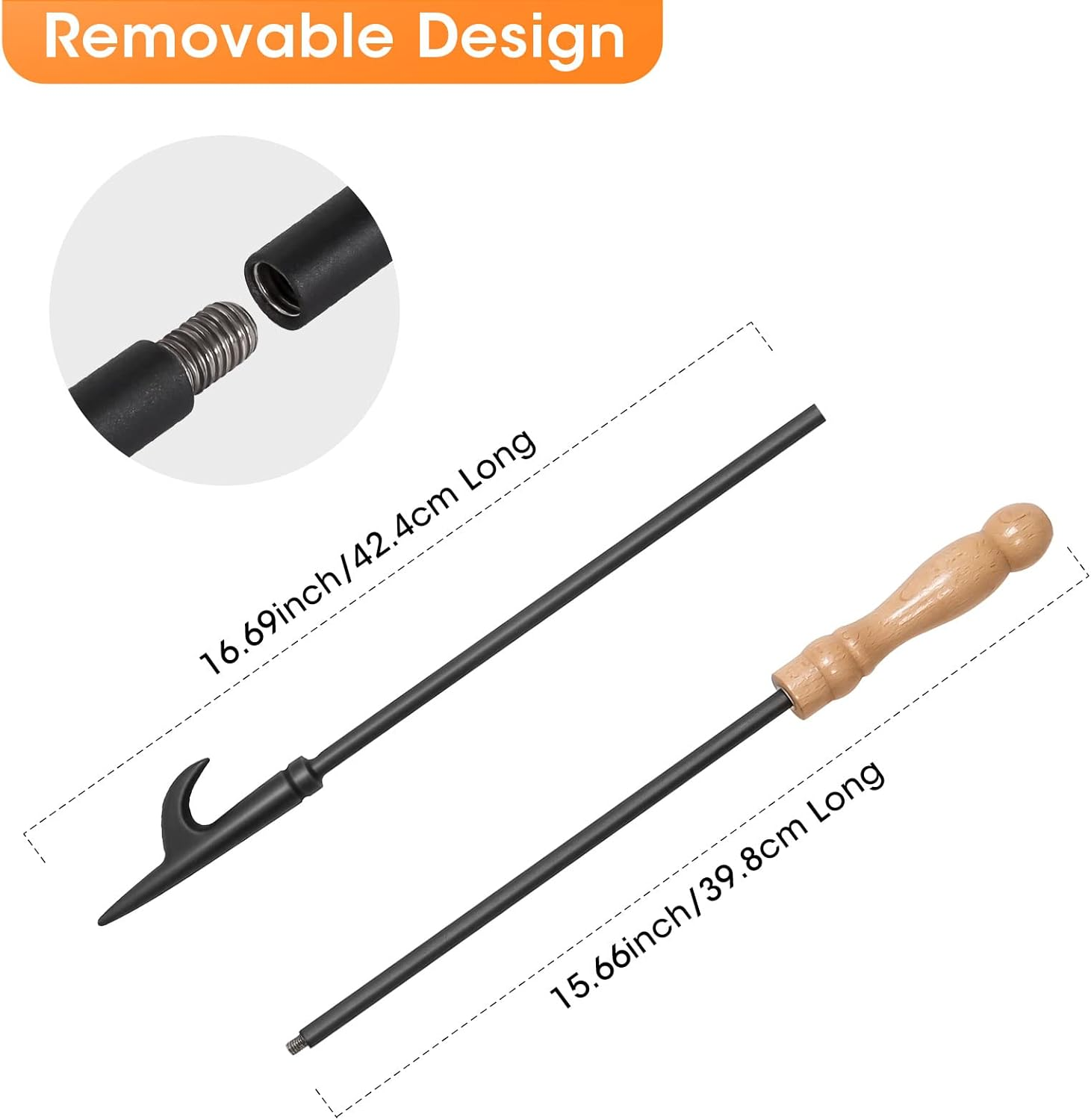 Fire Poker for Fire Pit, 32 Inch Fireplace Poker Premium Solid Steel Fire Pit Poker Campfire Poker for Fireplace Camping Wood Stove Indoor and Outdoor - Rust Resistant Black Finish - Black 01 image number 5