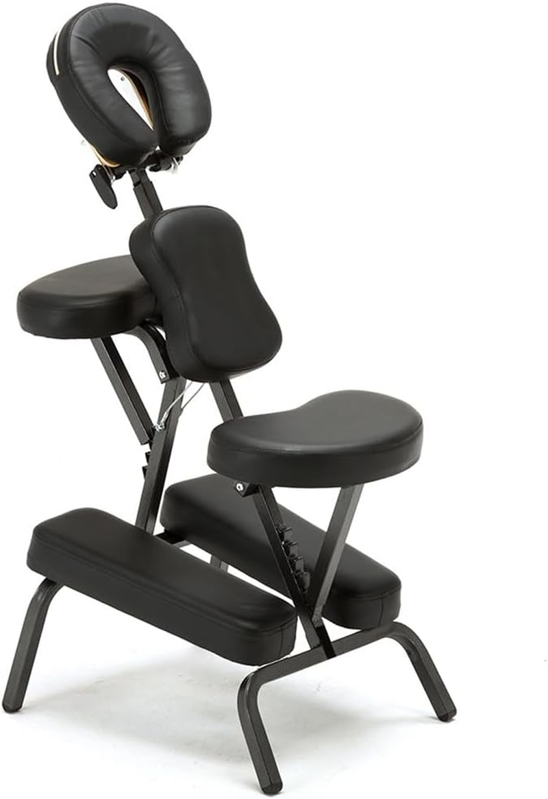PORIYA Foldable Massage Chair Table Aluminium Portable Chair Beauty Therapy Tattoo Waxi 250Kg Capacity, Adjustable Headrest Chest Pad with Carry Bag, Black image number 2