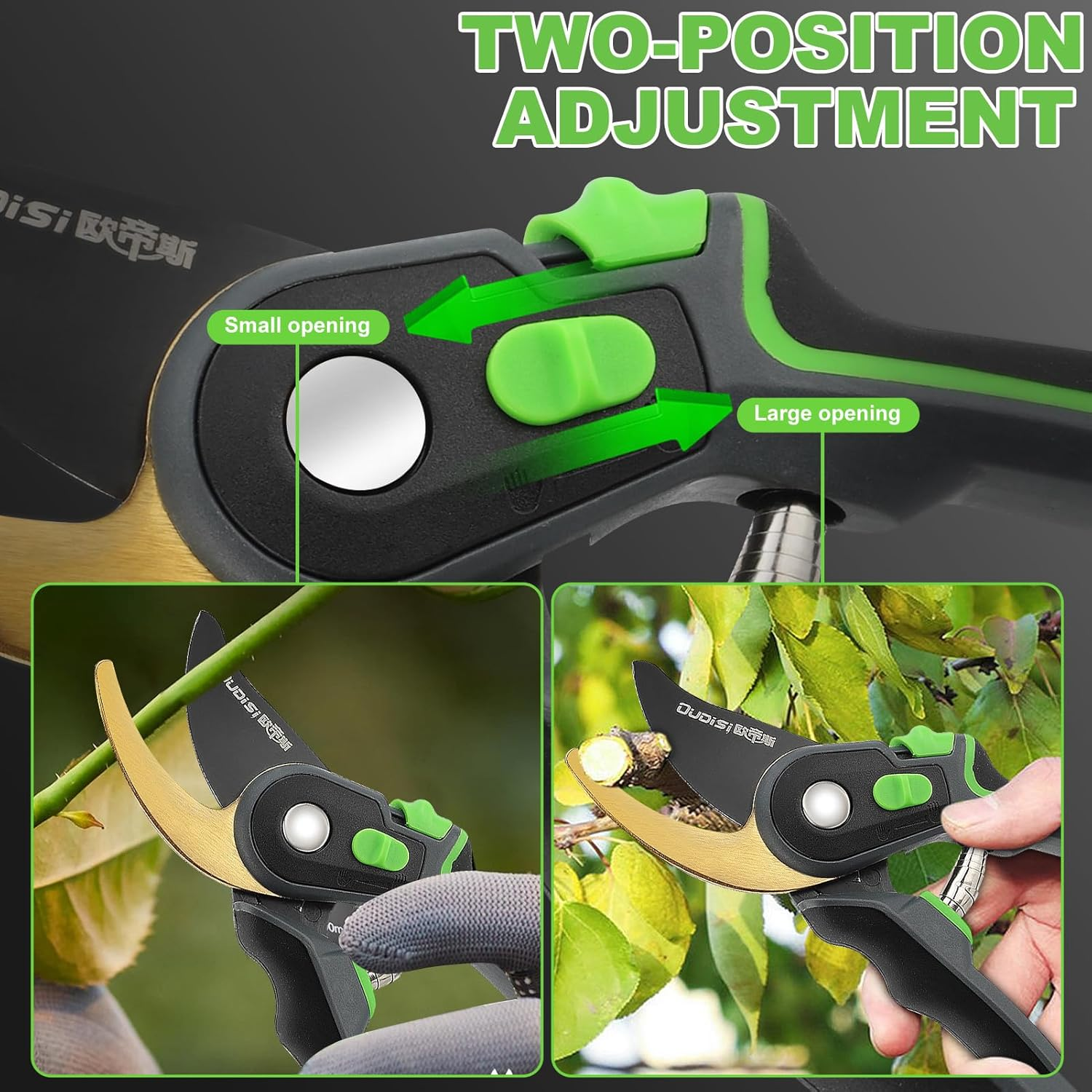 Garden Pruning Shears 2 Opening Sizes Stainless Steel Cutter Plant Shears Garden Scissors Clipper with Safety Lock for Flowers Trees image number 1