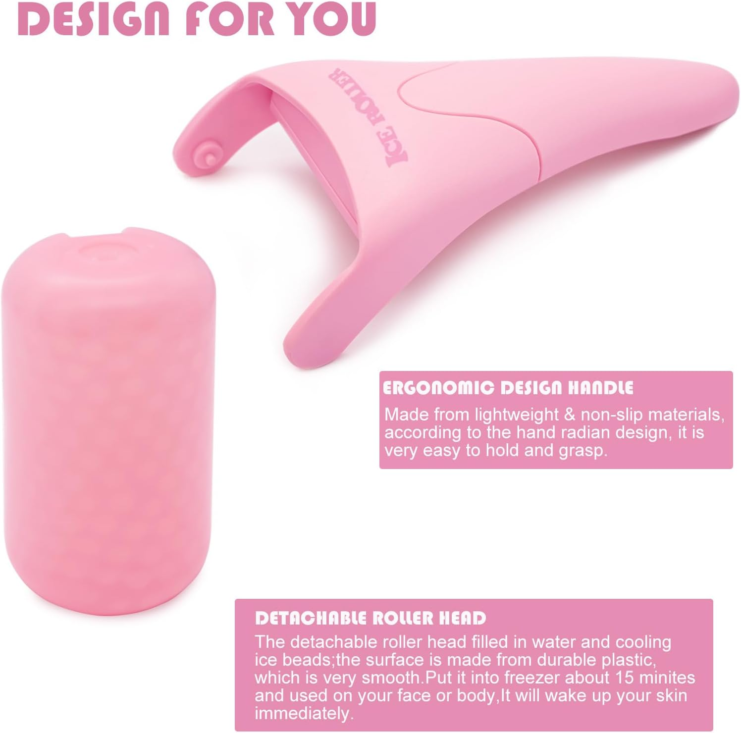 AFOUNDA Ice Roller for Face, Eyes and Whole Body Relief, Face Roller Skin Care Tool for Migraine Relief and Blood Circulation,Ideal for All Skin Types (Pink) image number 3