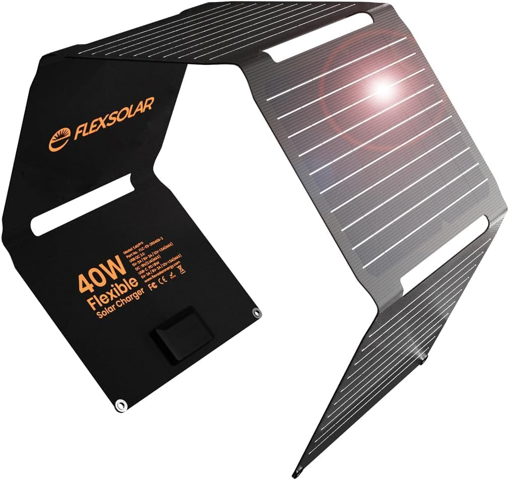 Flexsolar 40W Portable Solar Panel for Camping, Foldable Solar Charger with USB-A/USB-C 18W /DC 40W Output (19V/2.1A) for Portable Power Station, Cell-Phone, Pad, Laptop, Camera Outdoor RV off Grid image number 1