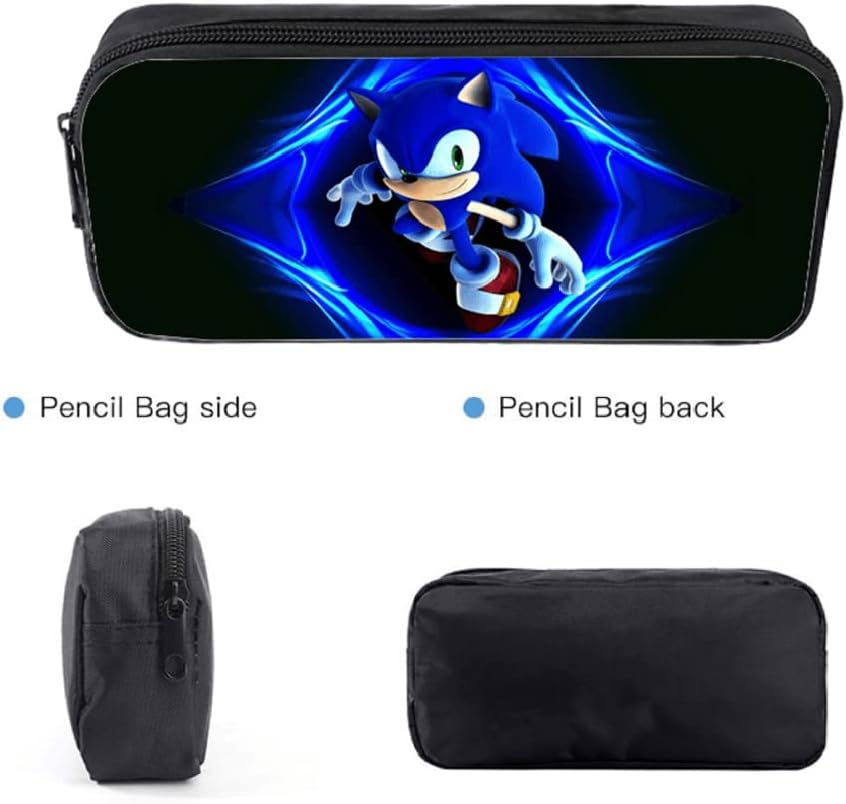 AII Lover 3Pcs Anime Hedgehog Backpack with Pencil Case,16In 3D Printed Cartoon Game Backpack Laptop Backpack (B) image number 6