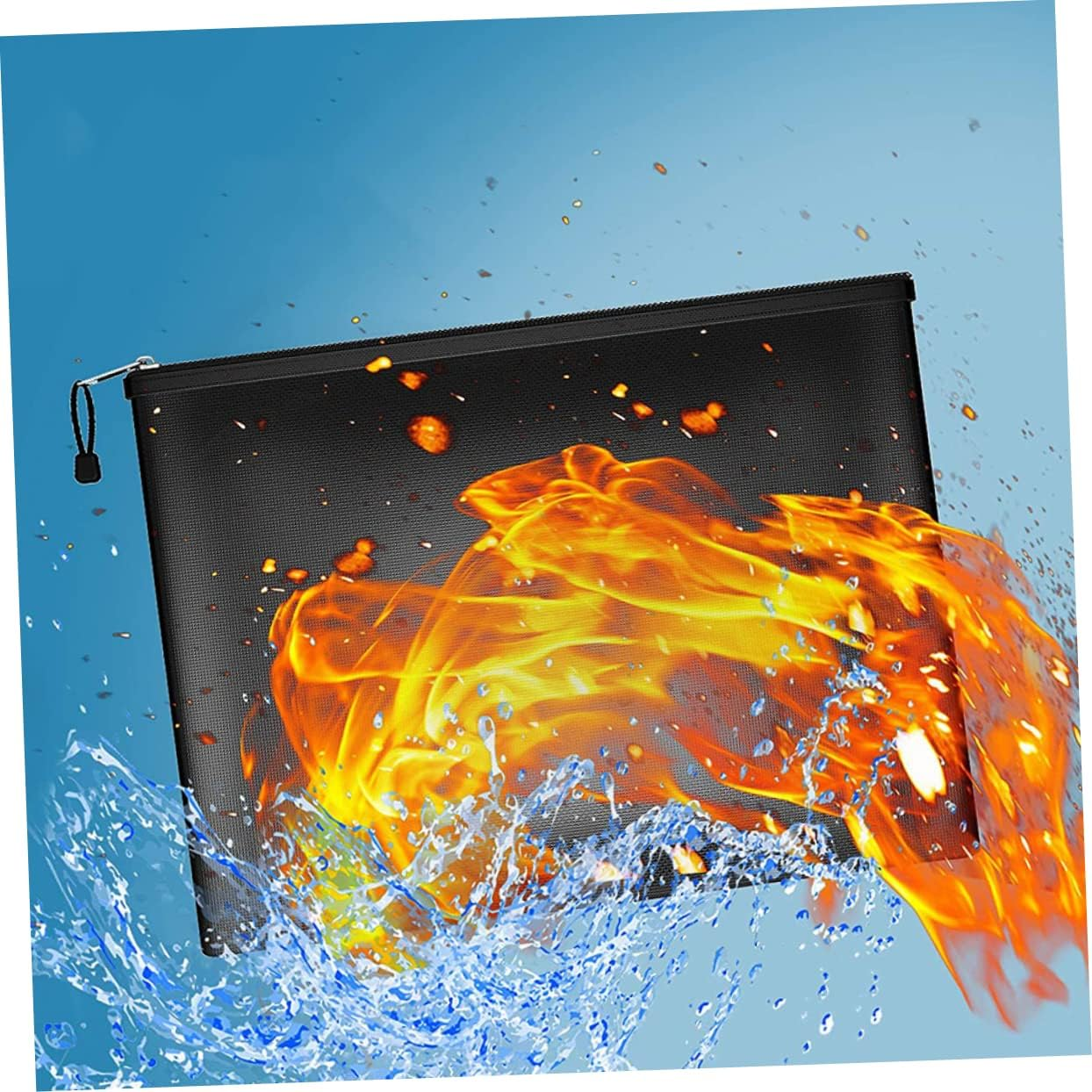 CAXUSD Fireproof Waterproof Money Bag Document Storage Pocket 29X20.5Cm Zipper for Important Papers and Valuables Home Office Safety image number 6