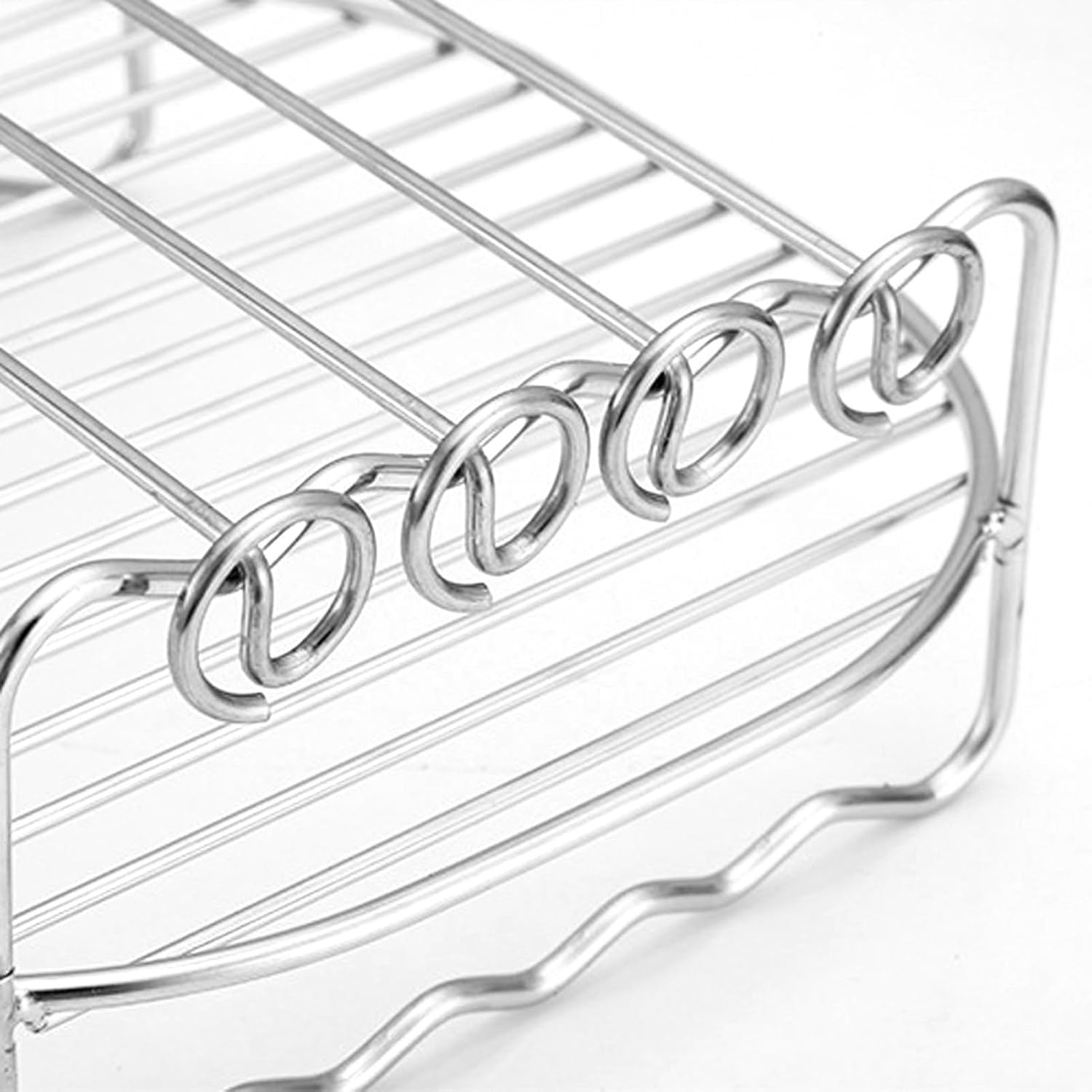 Air Fryer Rack Set - Stainless Steel Grilling Rack with Skewers for D-U-A-L Basket Air Fryer Accessories, Oven, Microwave - Airfryer Grill Stand for Roasting Cooking (6, 7, 8 Inches) image number 6