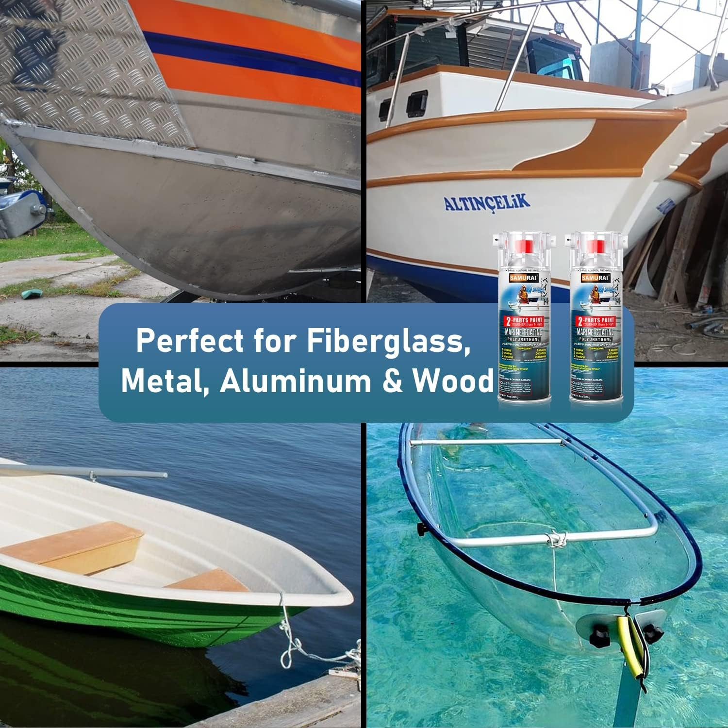 Samurai 2-Part Polyurethane Spray Paint for Marine - 11.3 Ounce UV Resistant and Rust Resistant Polyurethane Spray Paint (FLAT BLUE, Pack of 1 Can) image number 5