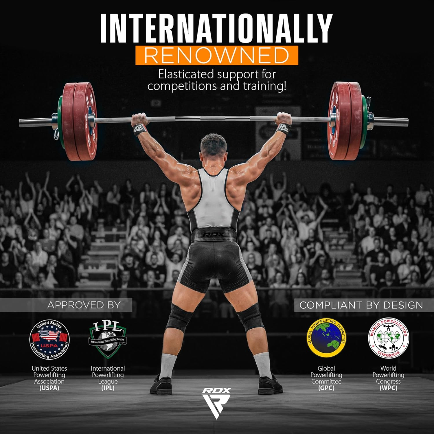 RDX Weight Lifting Wrist Support Wraps, IPL USPA Approved, Elasticated Pro 18&rdquo; Cotton Straps, Thumb Loop, Powerlifting Bodybuilding Fitness Strength Gym Training WOD Workout, Gymnastics Calisthenics image number 1