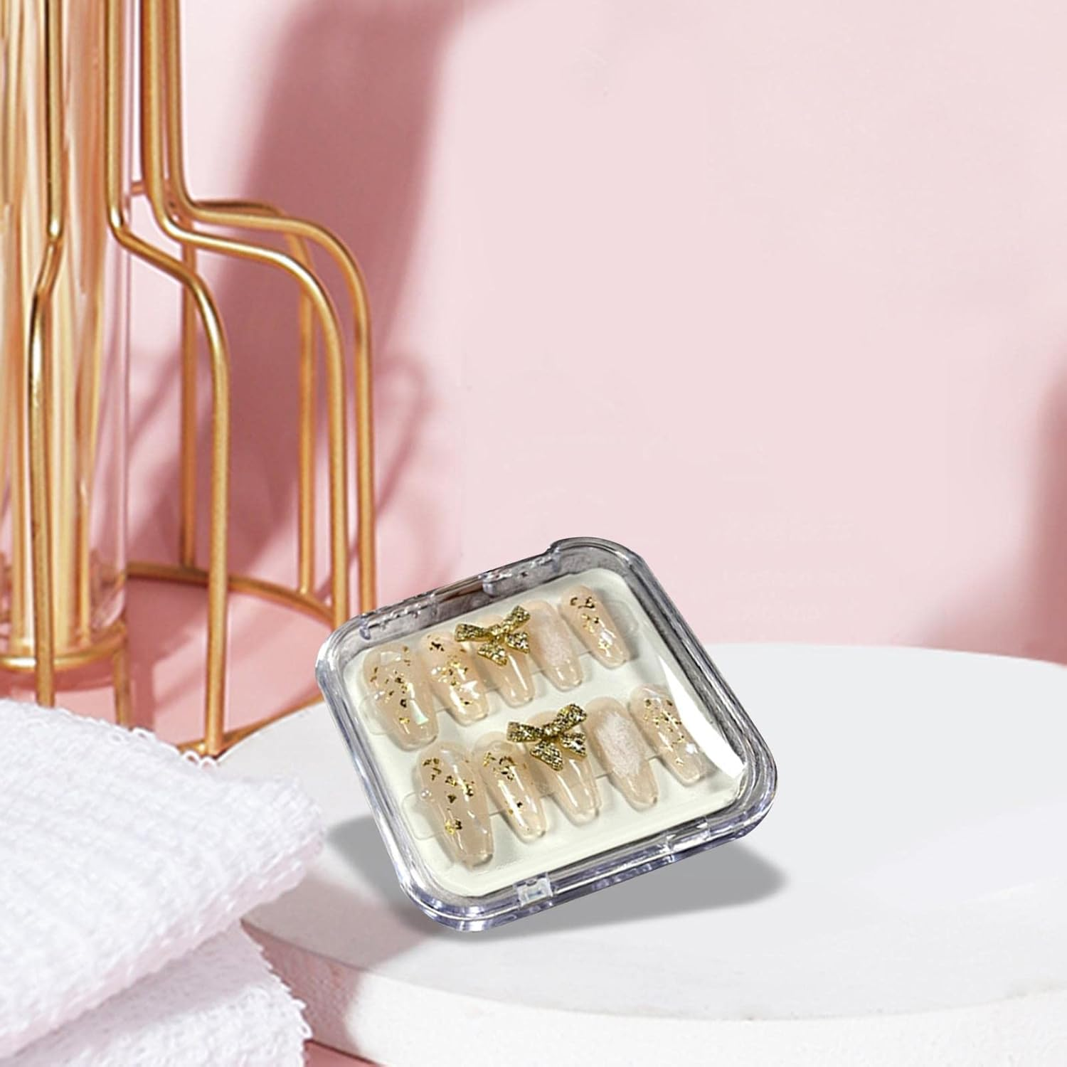 Koolsoo 10X Press on Nail Storage Box Artificial Nail Display Organizer Square Compact Empty Mini False Nail Packaging Box for Nail Salon Home Use, Clear image number 6