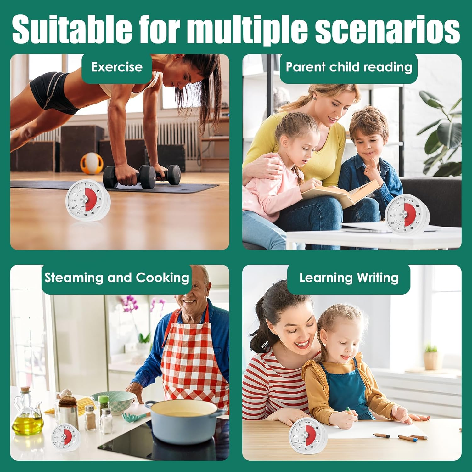 Awobepl Visual Timer 60 Minutes Magnetic Countdown Timer Compact Desk Timer No Ticking Kids Visual Timer for Classroom Cooking Fitness Studying Working