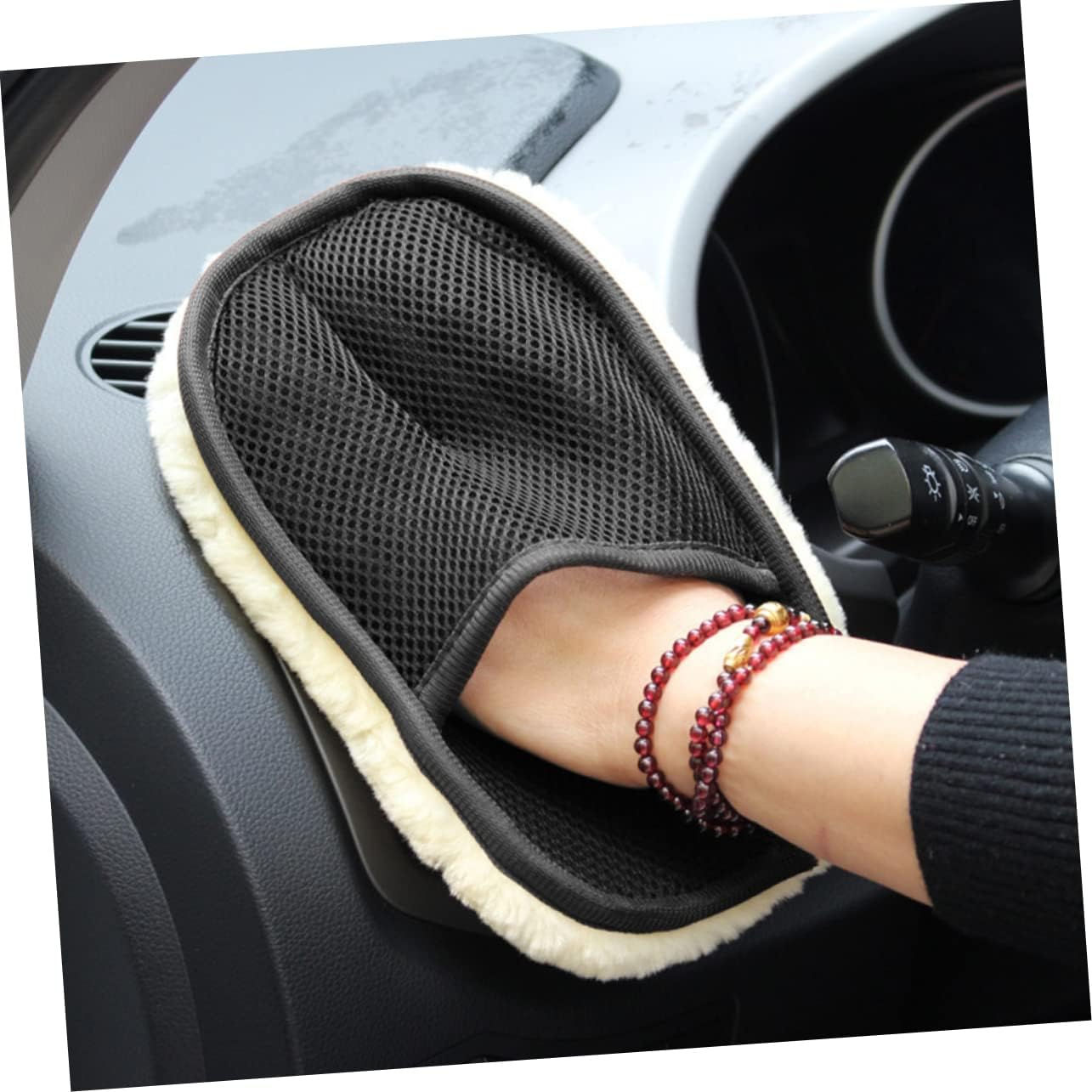 BESTYASH 6Pcs Wool Plush Car Wash Mitt Set Scratch-Free Auto Detailing Gloves Thickened Dusting Gloves for Vehicle Cleaning and Waxing