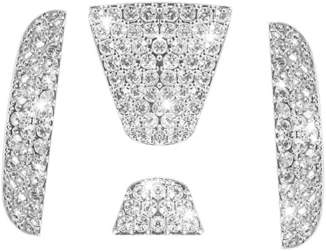 Car Logo Rhinestone Stickers, 3D Rhinestone Car Steering Wheel Decorative Car Bling Accessories Suitable for SUV, Van, Car, Truck (White) image number 3