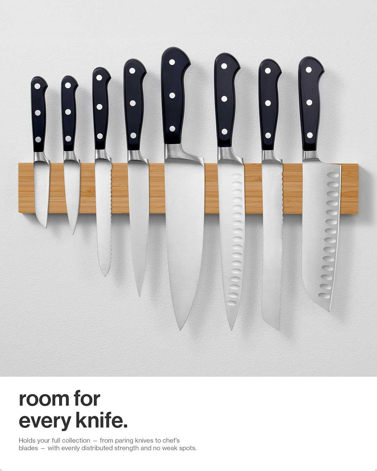 LARHN Magnetic Bamboo Knife with Extra Strong Magnet - 40 Cm - Knife Holder Magnetic Wood for Utensils and Tools image number 5