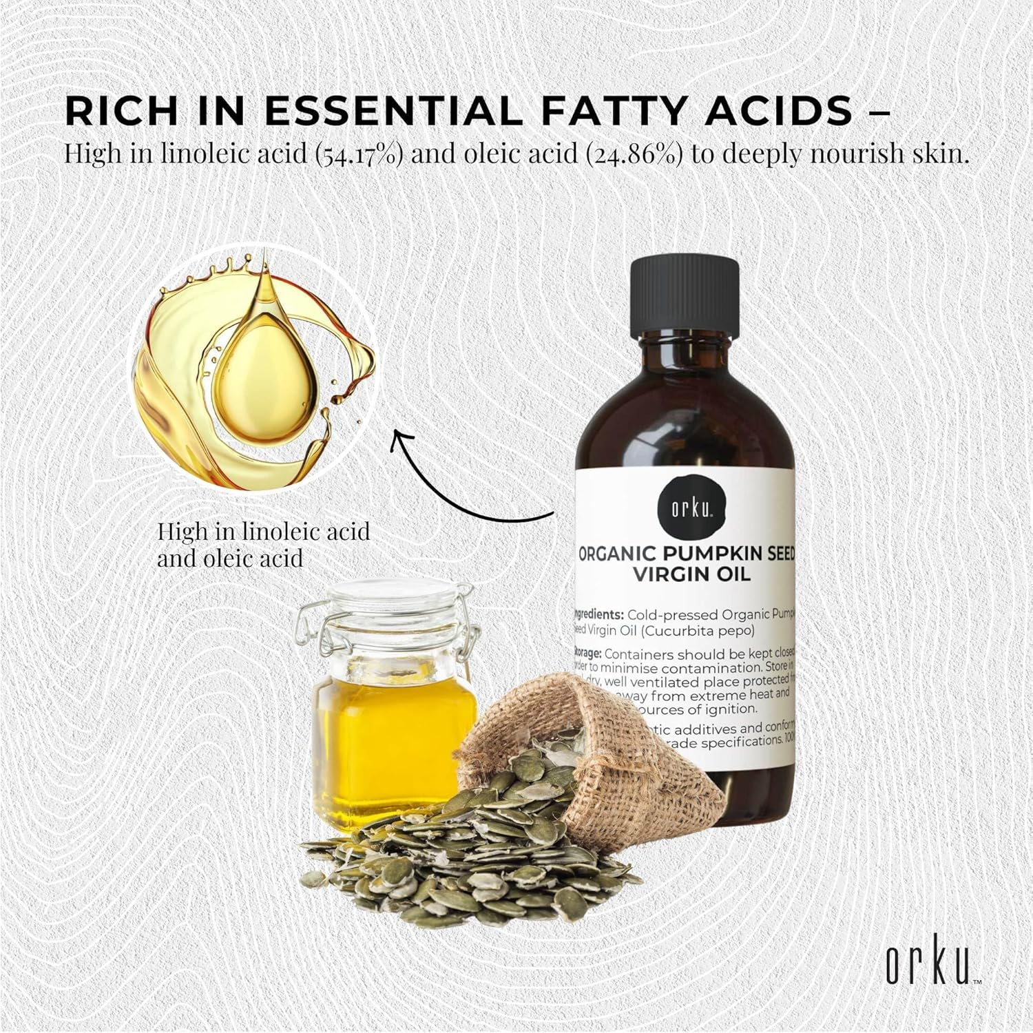 Orku 250Ml Organic Pumpkin Seed Oil &ndash; Virgin Cold Pressed Unrefined Cosmetic Gr. image number 2