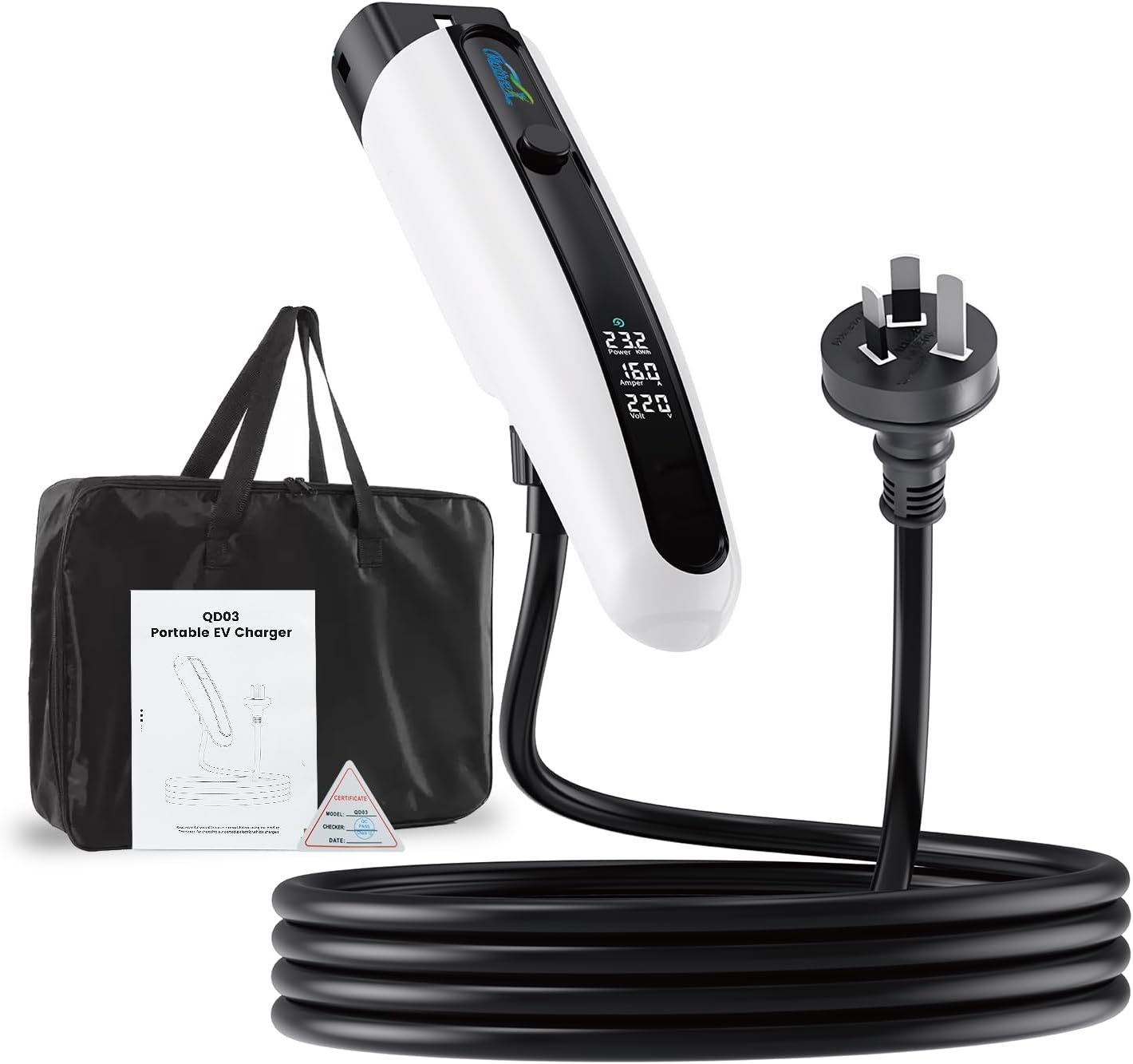 Type 2 EV Charger, 3.5KW, 5M Cable, Adjustable Current (8A-16A), Compatible with Tesla, BYD, MG, Volvo, Polestar and More (5M) image number 1