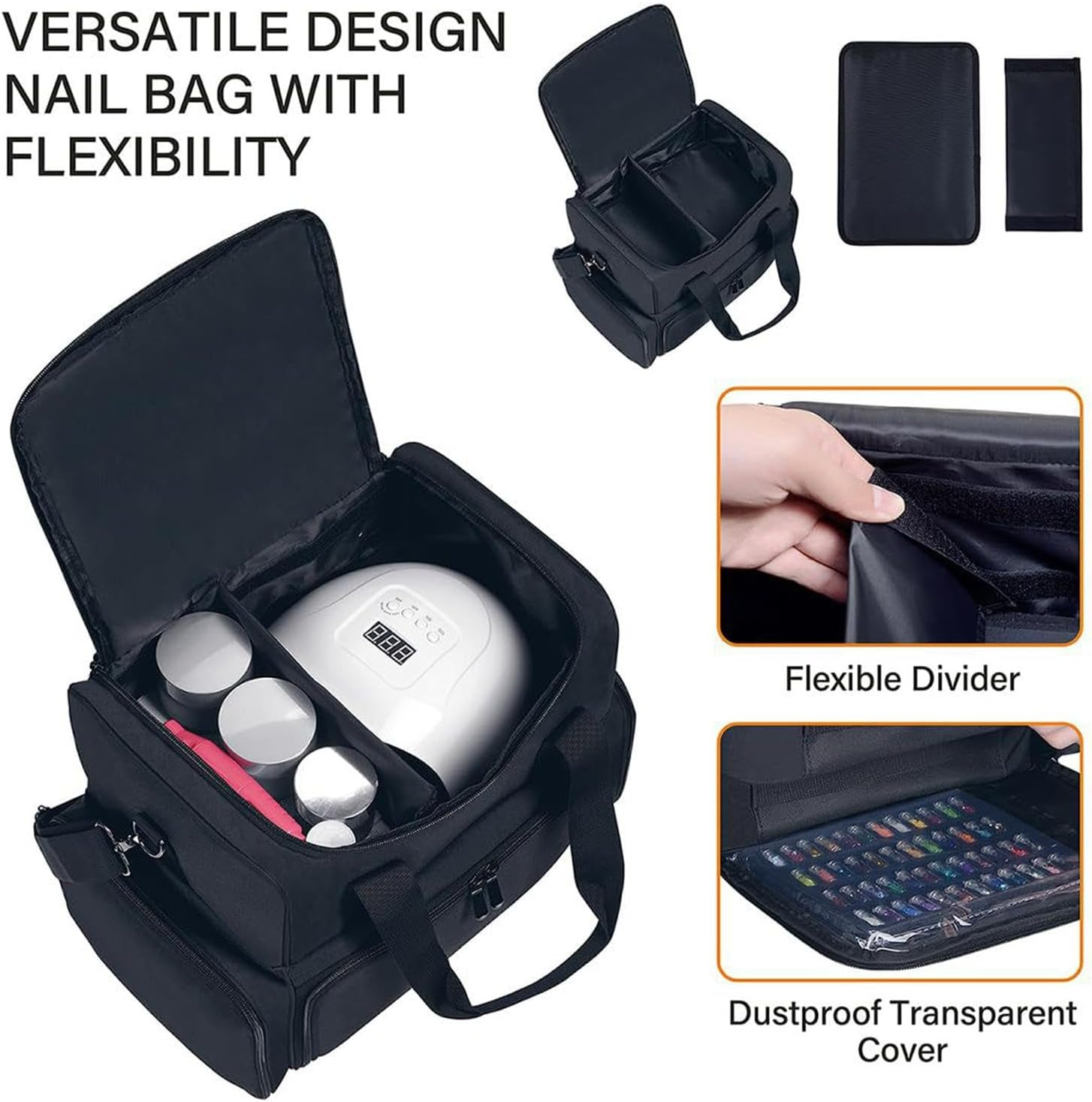 Nail Polish Organizer Bag,Travel Nail Varnish Storage Case with Removable Shoulder Strap,Nail Varnish Storage Bag Holds 70 Bottles,Nail Kit Bag,Nail Technician Case Nail Accessories for Nail Stuff