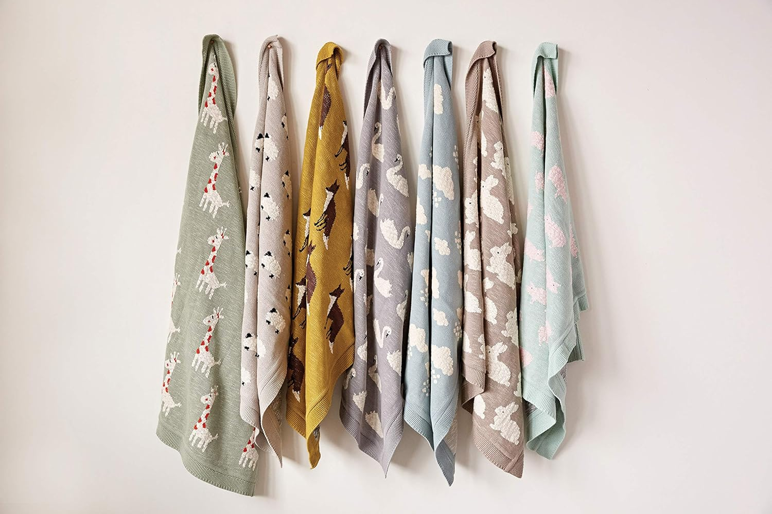 Creative Co-Op Grey Cotton Knit Sheep Blanket