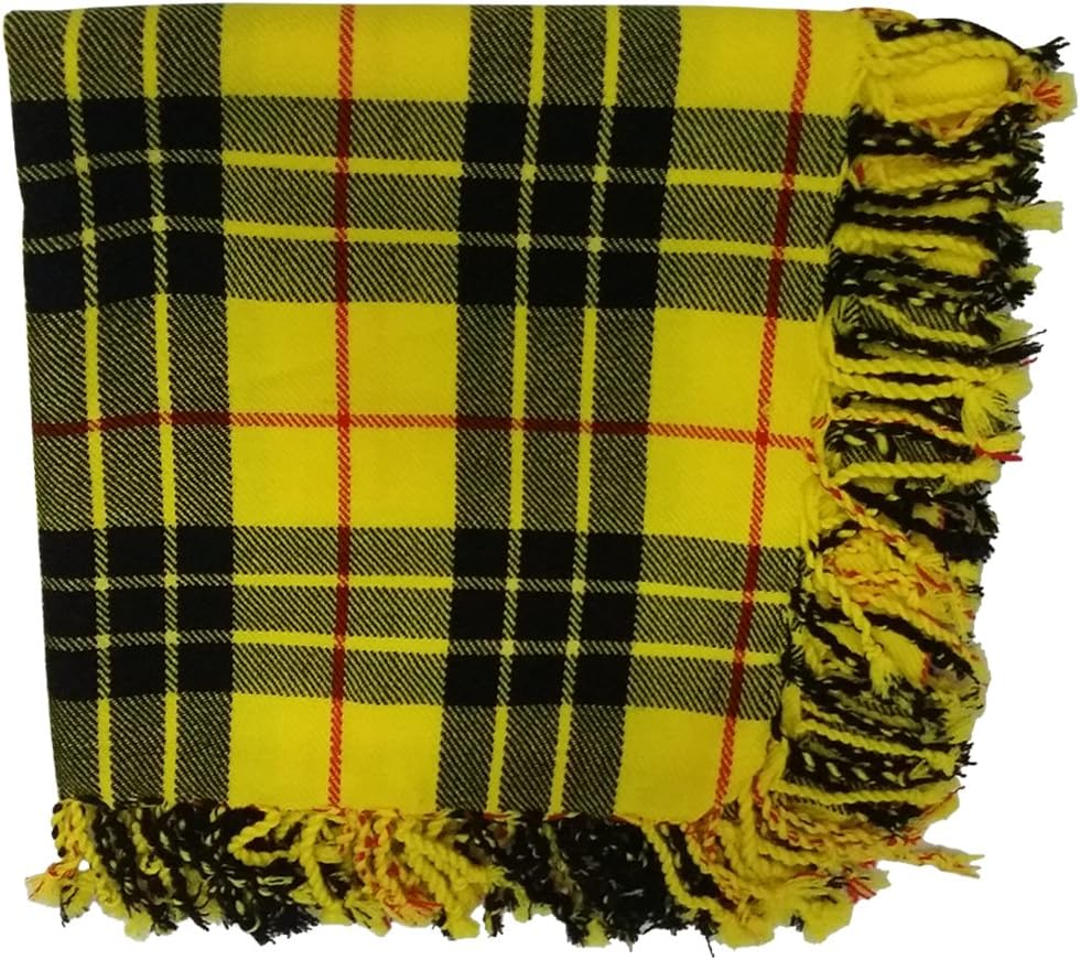 New Kilt Fly Plaid Acrylic Wool Scarf Rolled Fringe Shawl in (Macleod of Lewis) - Buchnan image number 6