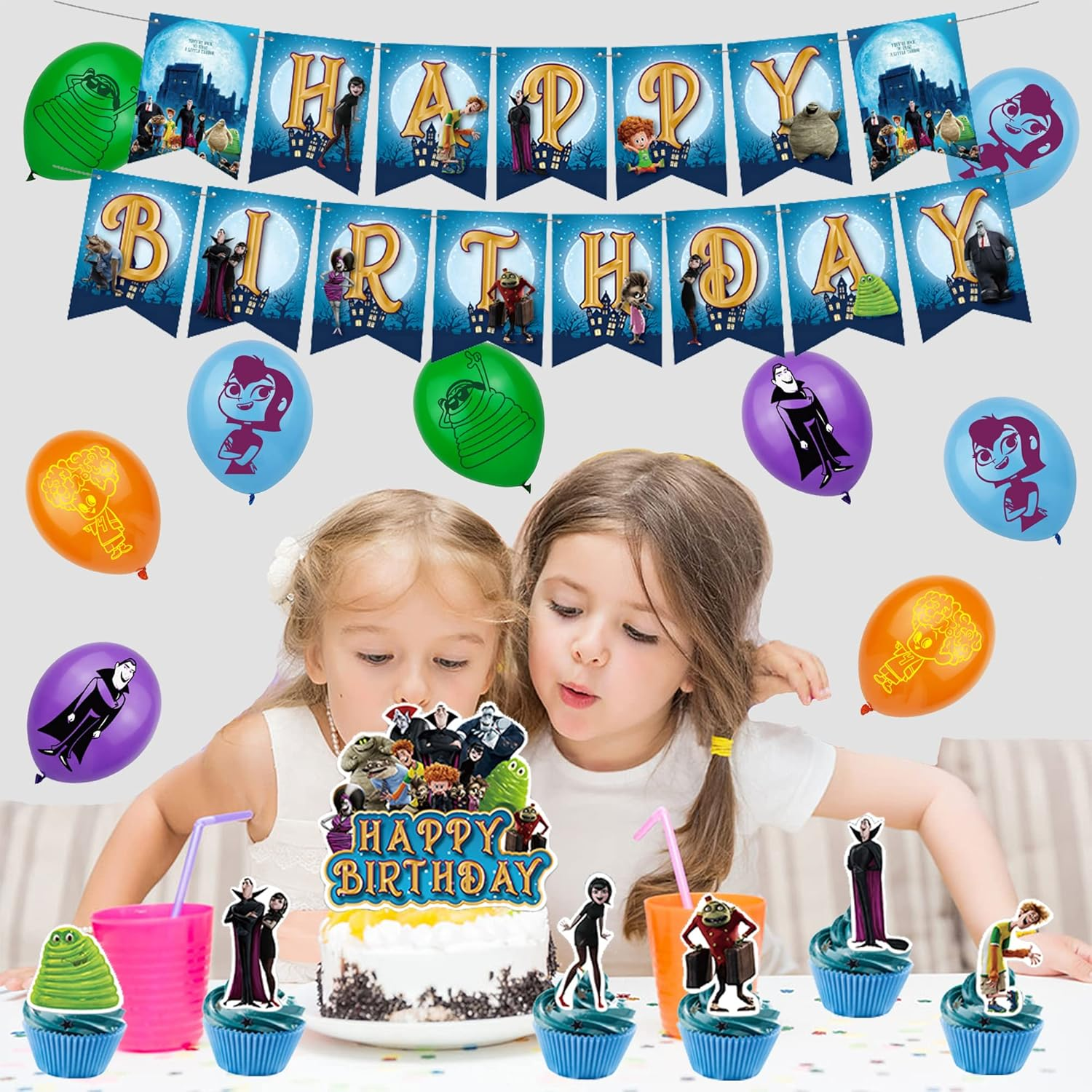 Birthday Balloons Hotel Transylvania Balloons Birthday Decorations Cake Toppers Happy Birthday Banner for Kids Birthday Party Decorations Birthday Gifts