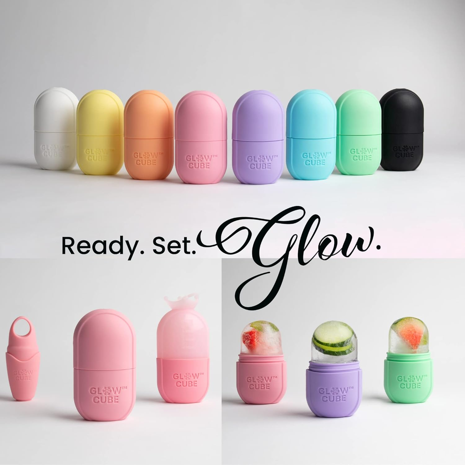 Glow Cube Ice Roller for Face Eyes and Neck to Brighten Skin & Enhance Your Natural Glow/Reusable Facial Treatment to Tighten & Tone Skin & De-Puff the Eye Area (Pastel Pink) image number 3