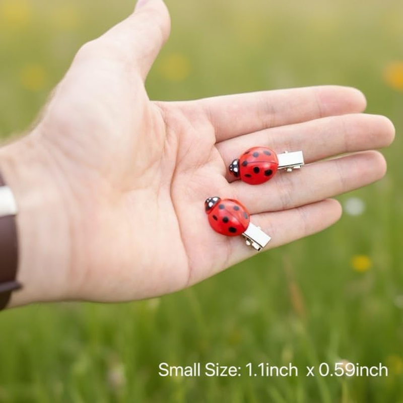 Ladybird Hair Clips, Pack of 10 Ladybird Hair Clips, Suitable for Women Various Hairstyles, School, Decoration of Clothes and Backpack, as Well as for Parties and Outdoor Use