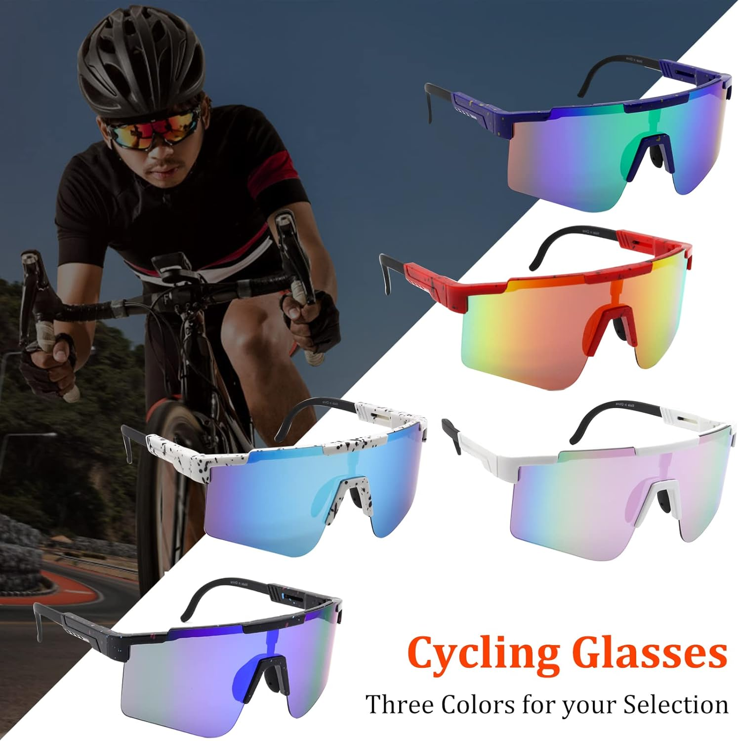 Nocihcass Cycling Glasses Sports Sunglasses Style UV400 Protection Cycling Fishing Running Baseball for Men Women image number 6