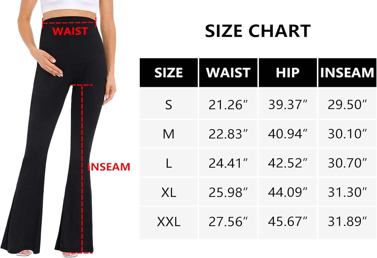 Maternity Pants Bell Bottom Pants Palazzo Pants for Women Maternity Yoga Pants Maternity Work Pants Maternity Flare Pants Flare Pants for Women Black M, Black, Medium image number 3
