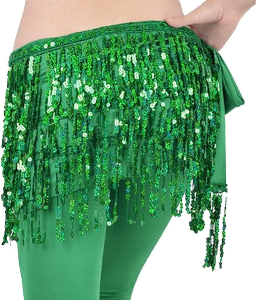 Sunblue Women'S Sequin Tassel Fringe Skirt - Adjustable Rave Hip Scarf, Sparkle Belly Dance, Festival Cosplay, Ballet Party Tutu Petticoat