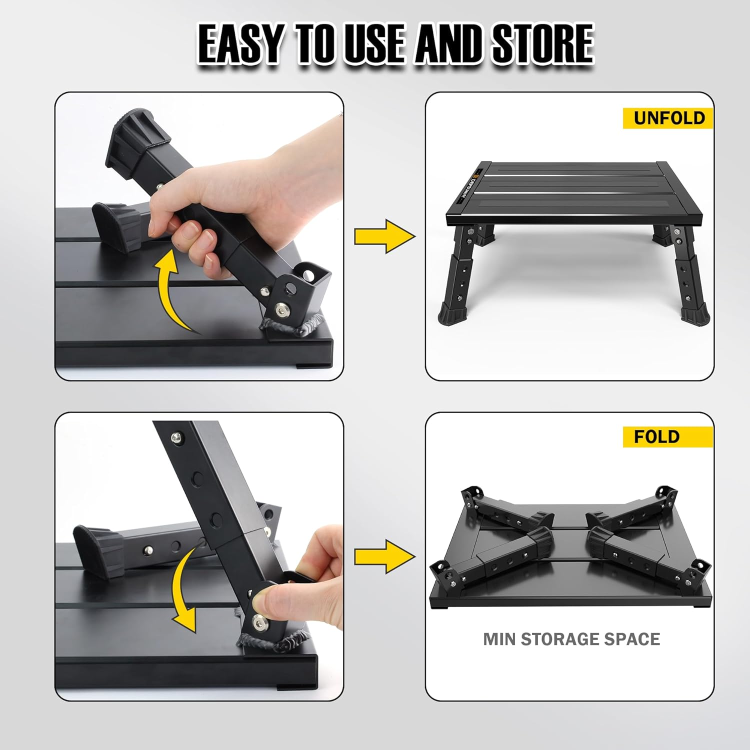 DEPSUNNY Adjustable RV Step Stool, 3-Step Height Adjustment, Foldable Legs, Wide Anti-Slip Surface,Supports up to 1,000 Lb, Premium Aluminum Construction Easy to Carry image number 1