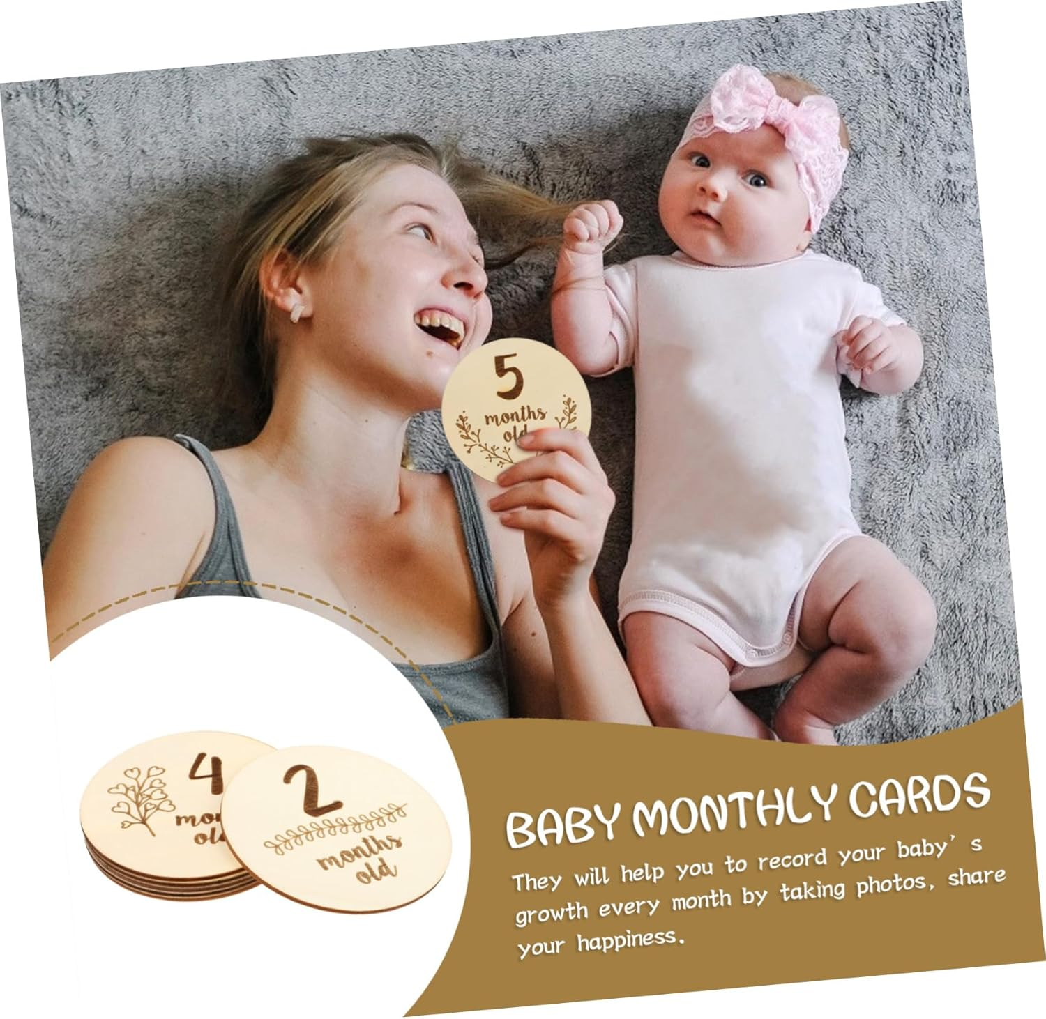 6Pcs Hello Newborn High Contrast Milestone Cards Birth Month Photo Props Unique Newborn Shower image number 1