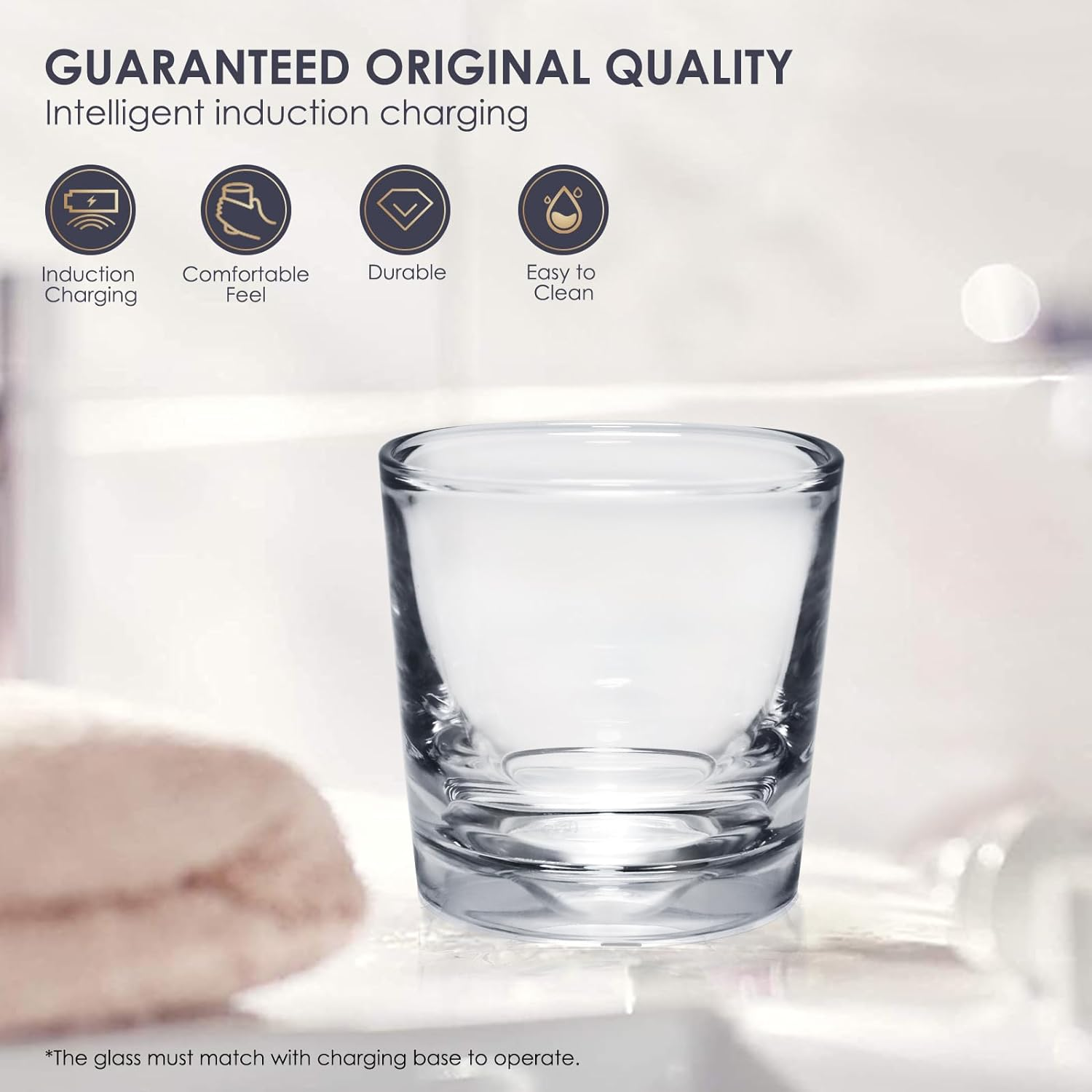 Charger Glass Cup, Compatible with Philips Electric Toothbrush, HX9100 CBA1001 CBA2001 CBA3001 & HX9300 HX9900 Series, Modern, Clear, Reusable, Non-Slip, 1 Count image number 3