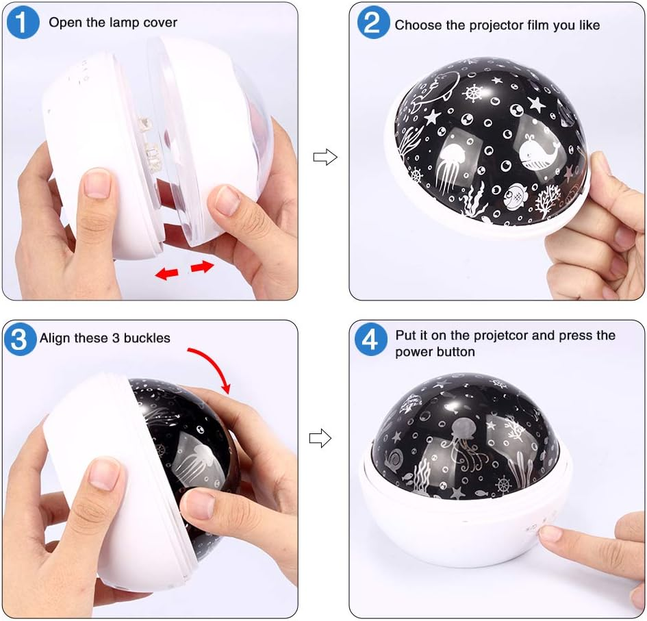 Baby Light Projector, Star Moon and Ocean Wave Sensory Projector Rotating Lights, Rechargeable Sensory Lights for Girls Boys (White) - White image number 4