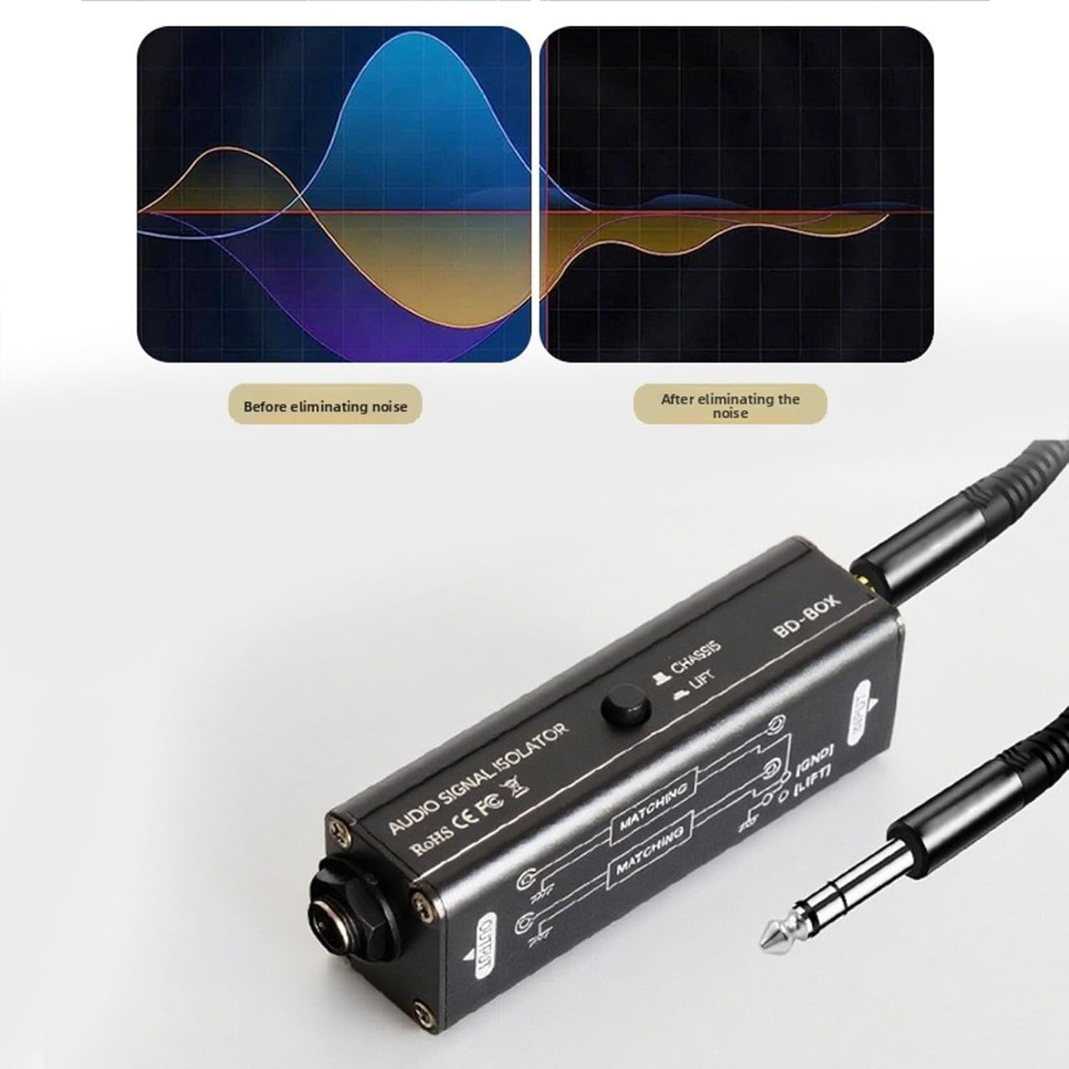 Generic Ground Loop Noise Isolator, Noise Filter for Car Audio Home Stereo System, Professional Hum Eliminator with 6.35Mm Jack image number 6