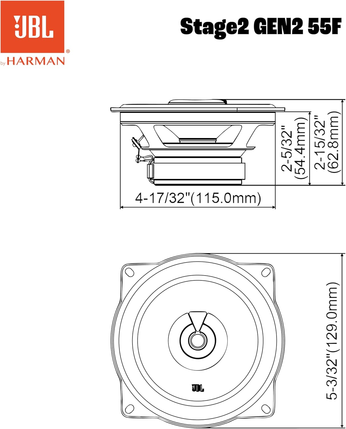 JBL Stage2 GEN2 55F - 5.25 Inch (130Mm) 2-Way Coaxial Car Speakers - 50W RMS - 220W Peak Audio - OEM Replacement - Compact Fit - Easy Install - No Grille - Pair image number 5