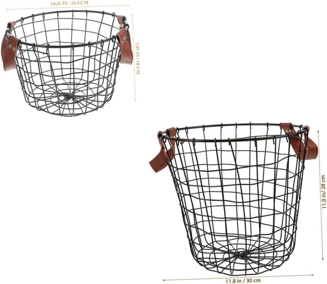 2Pcs Rustic Iron Firewood Storage Basket Outdoor Metal Log Holders round Design Firewood Organizer with Stylish Farmhouse Charm for Indoor Outdoor Use image number 5