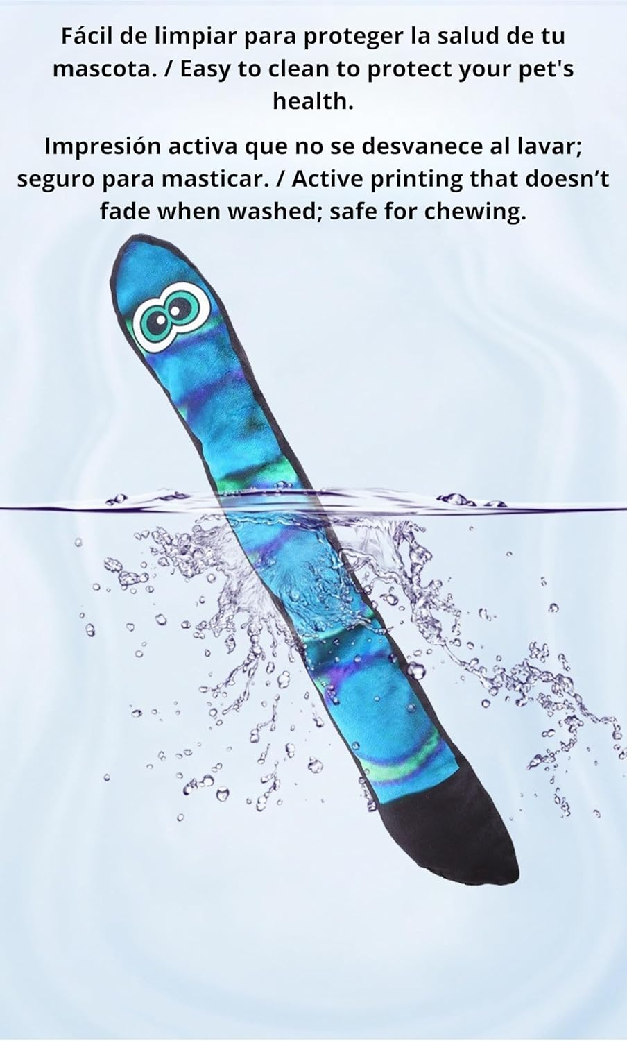 JOME Blue Gradient Big Eyes Snake Soft Toy for Dogs - Integrated Sound and Bite Resistant image number 3