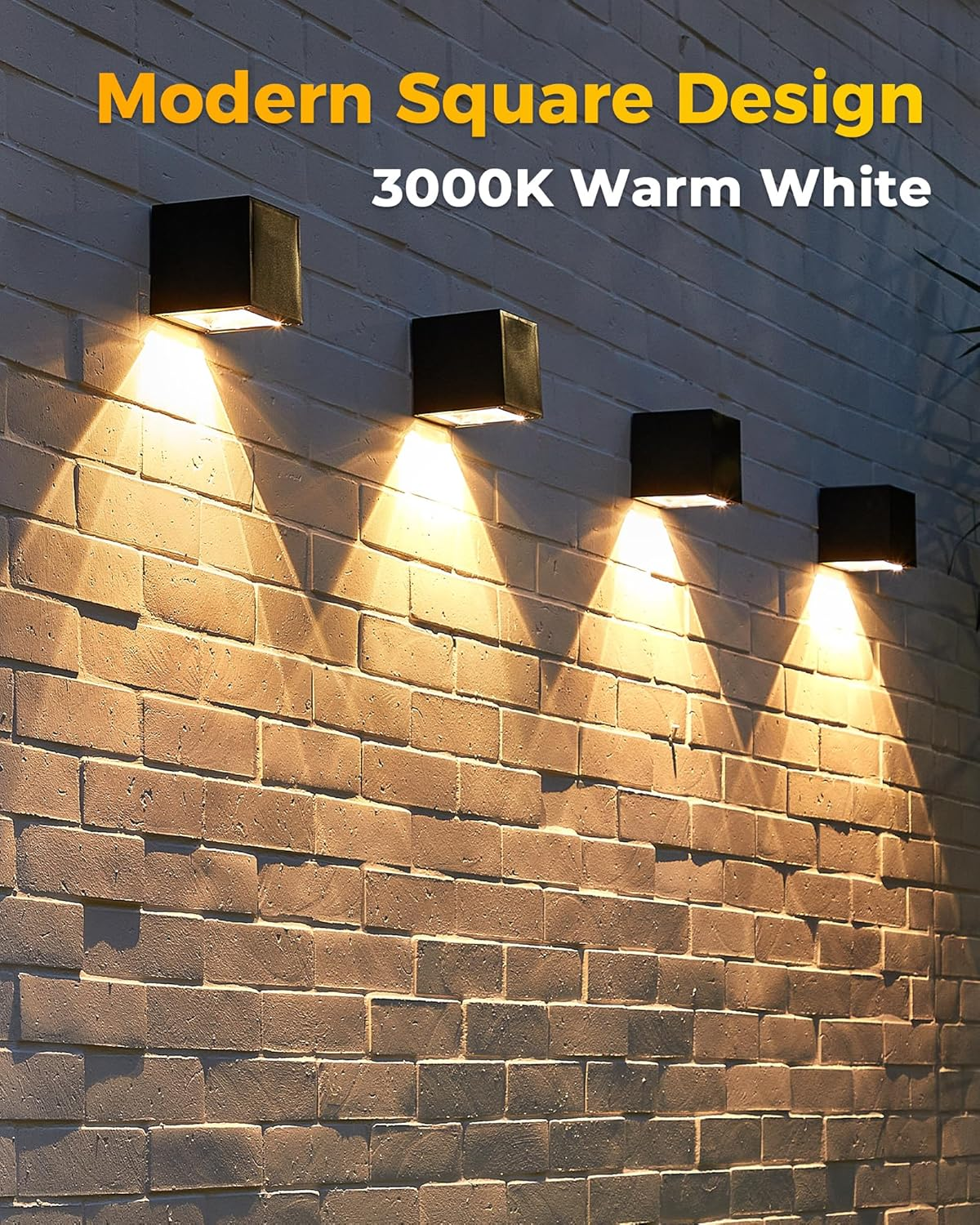 LUHLEE Solar Wall Lights Outdoor, Square Modern Solar Wall Sconce Lights IP65 Waterproof down Lighting for House Wall, Porch, Garden, Yard, Patio, Fence Decor - Black image number 7