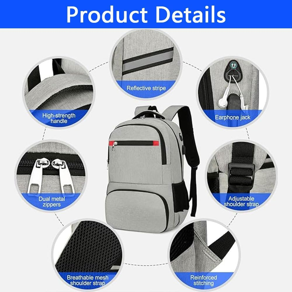 Lunch Backpack with Laptop Compartment &ndash; Waterproof Travel Work Backpack with Insulated Cooler Pocket, USB & Headphone Port, Leak-Proof Lunch Bag for Men & Women image number 5