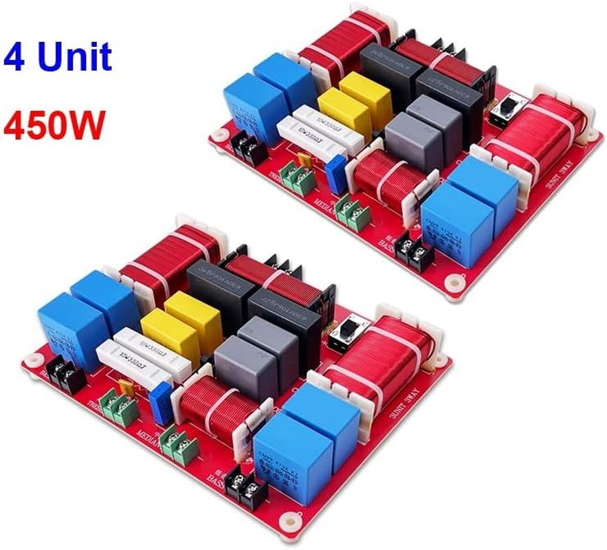 HOOCI 2PCS 4 Way 450W Stage Speaker Crossover Filters Home Theater Hifi Stereo 4Unit Circuit Stereo Audio Frequency Divider