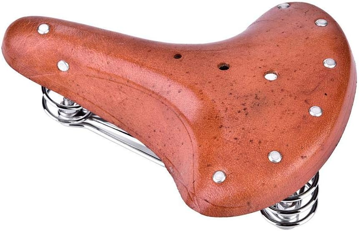 Retro Bicycle Saddle Vintage Mountain Bike Road Bike Saddles Bicycle Seat Made of PU Leather Comfortable Trekking Bike Seat 26 X 21.6 X 10 Cm image number 1