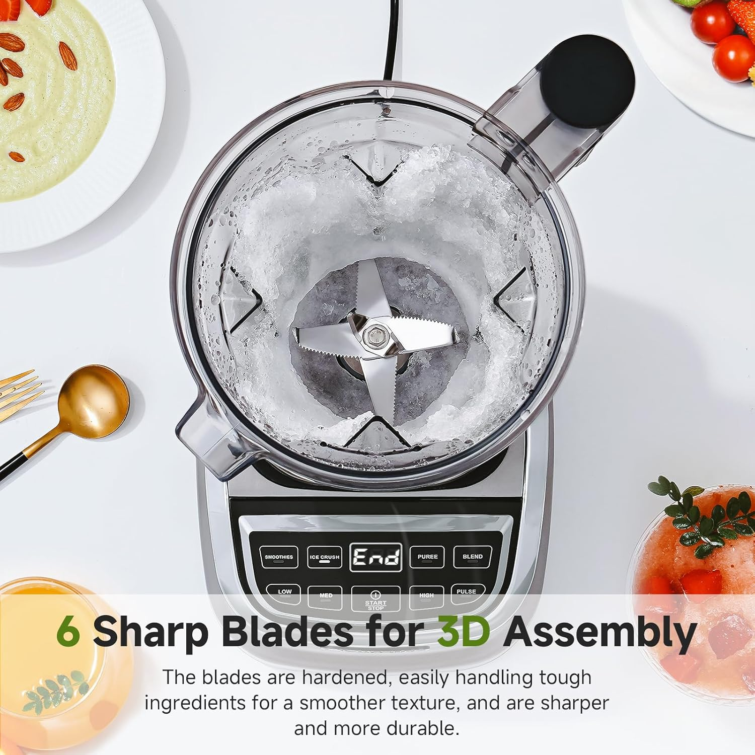 AMZCHEF Jug Blender, MAX 2400W Blender Smoothie Maker with Two Way,1.8L Jug & 600Ml Portable Blender,4 Functions and 3 Speeds, Bpa-Free for Frozen Drinks,Smoothies, Ice Cream, Soup image number 6