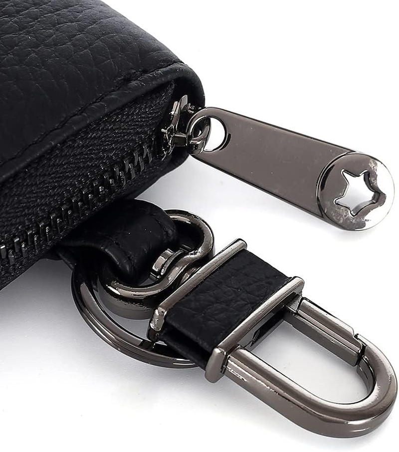 Elegant Car Key Cover, Leather Key Fob Case with Zipper image number 1