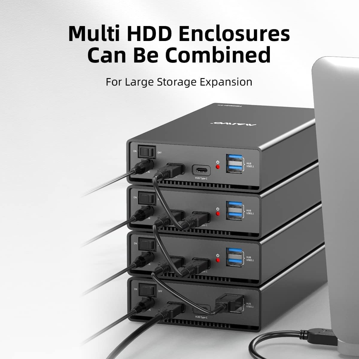 MAIWO External Hard Drive Enclosure(6Gbps) with Hub Expander for 3.5 2.5 Inch SATA SSD HDD USB C to SATA III with UASP, 1 Port USB C Hub/2 Port USB a 10Gbps Hub,Compatible with Seagate Samsung Xbox image number 5