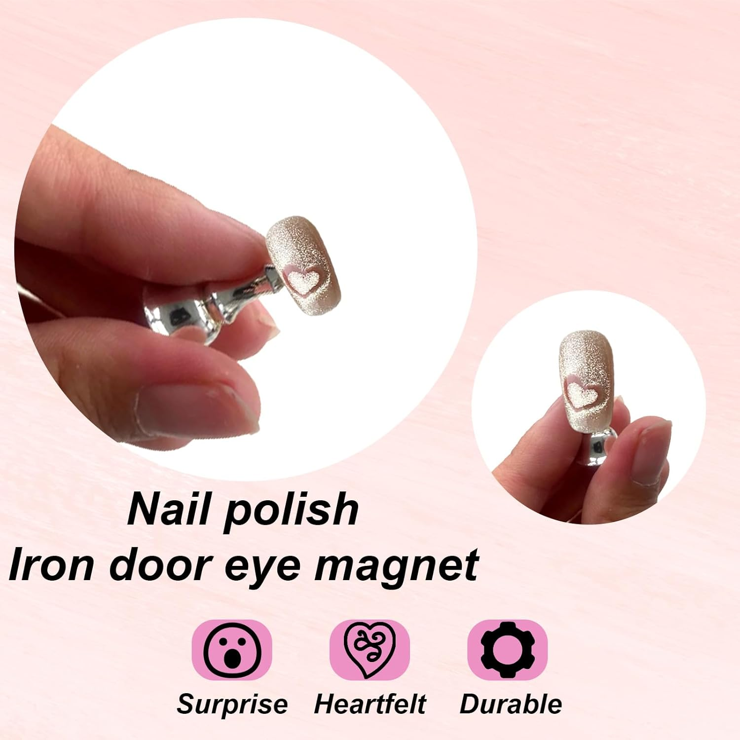 2Pcs 3-In-1 Heart Magnet for Cat Eye Gel Polish, 2025 New Magnetic Nail Tool Heart Shape round Line Shape Nail Magnet Pen for DIY Manicure Salon Decoration (Blue, Pink) image number 3