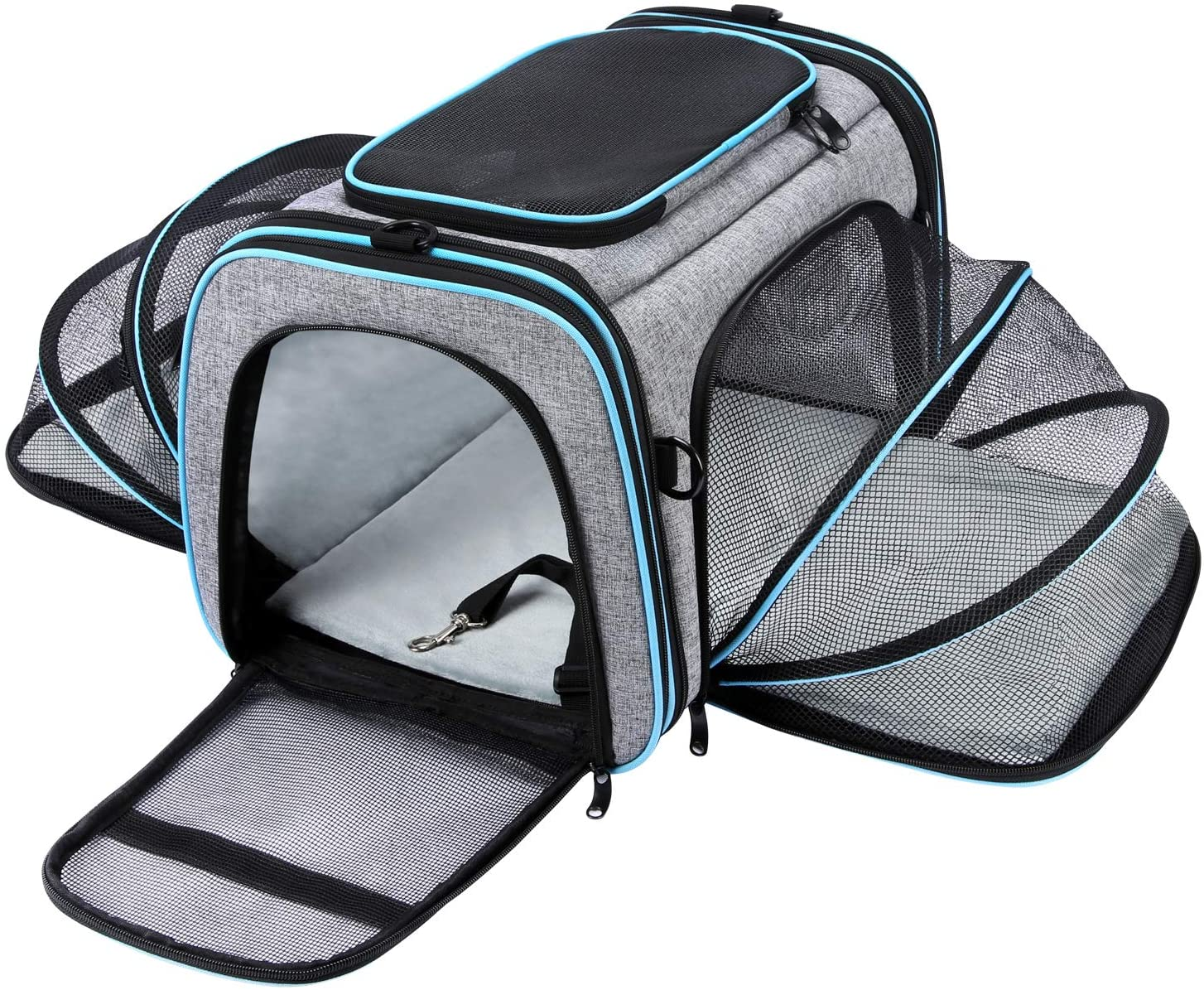 Maskeyon Airline Approved Pet Carrier, Large Soft Sided Pet Travel TSA Carrier 4 Sides Expandable Cat Collapsible Carrier with Removable Fleece Pad and Pockets for Cats Dogs and Small Animals image number 1