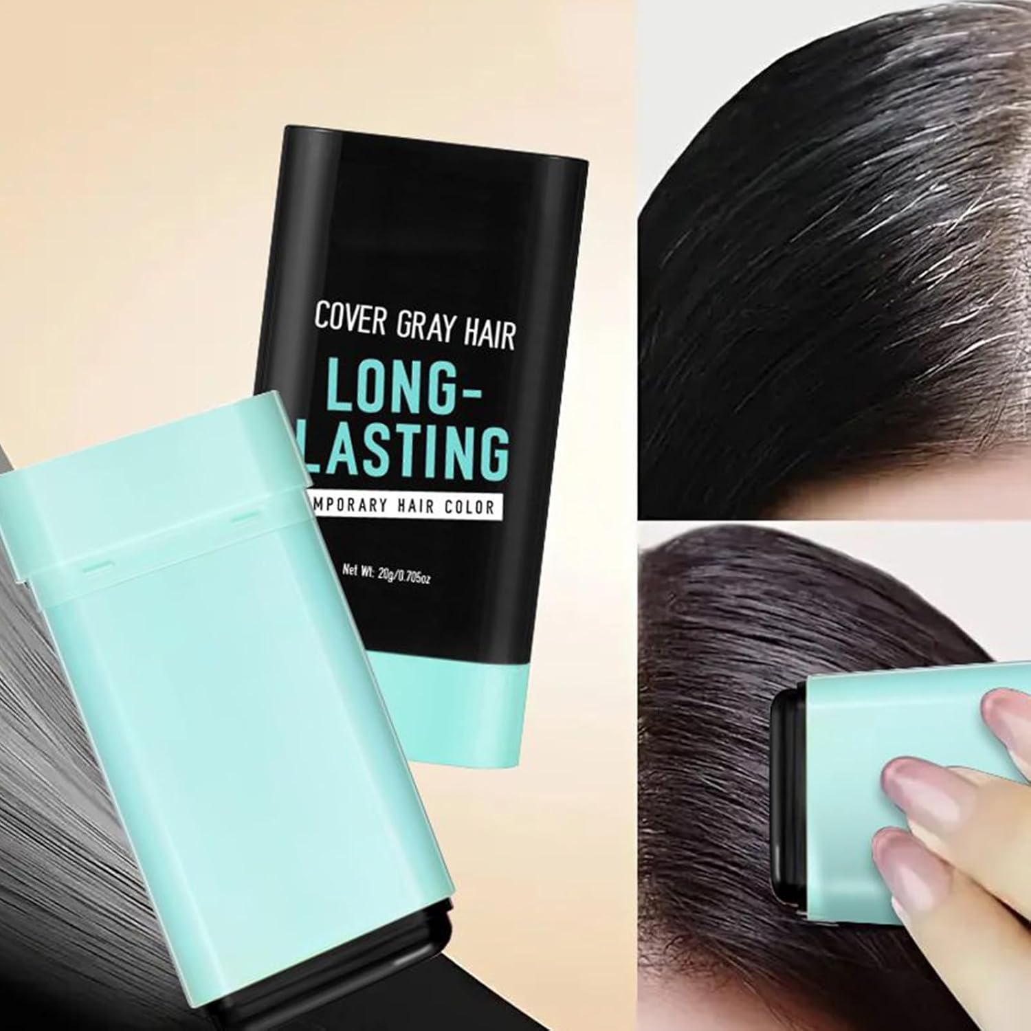 Hair Color Stick | Long-Lasting Hair Dye Stick | Natural Concealer Cover Coloring Comb for Salon Daily Use Bald Scalp Women Men Beard image number 2