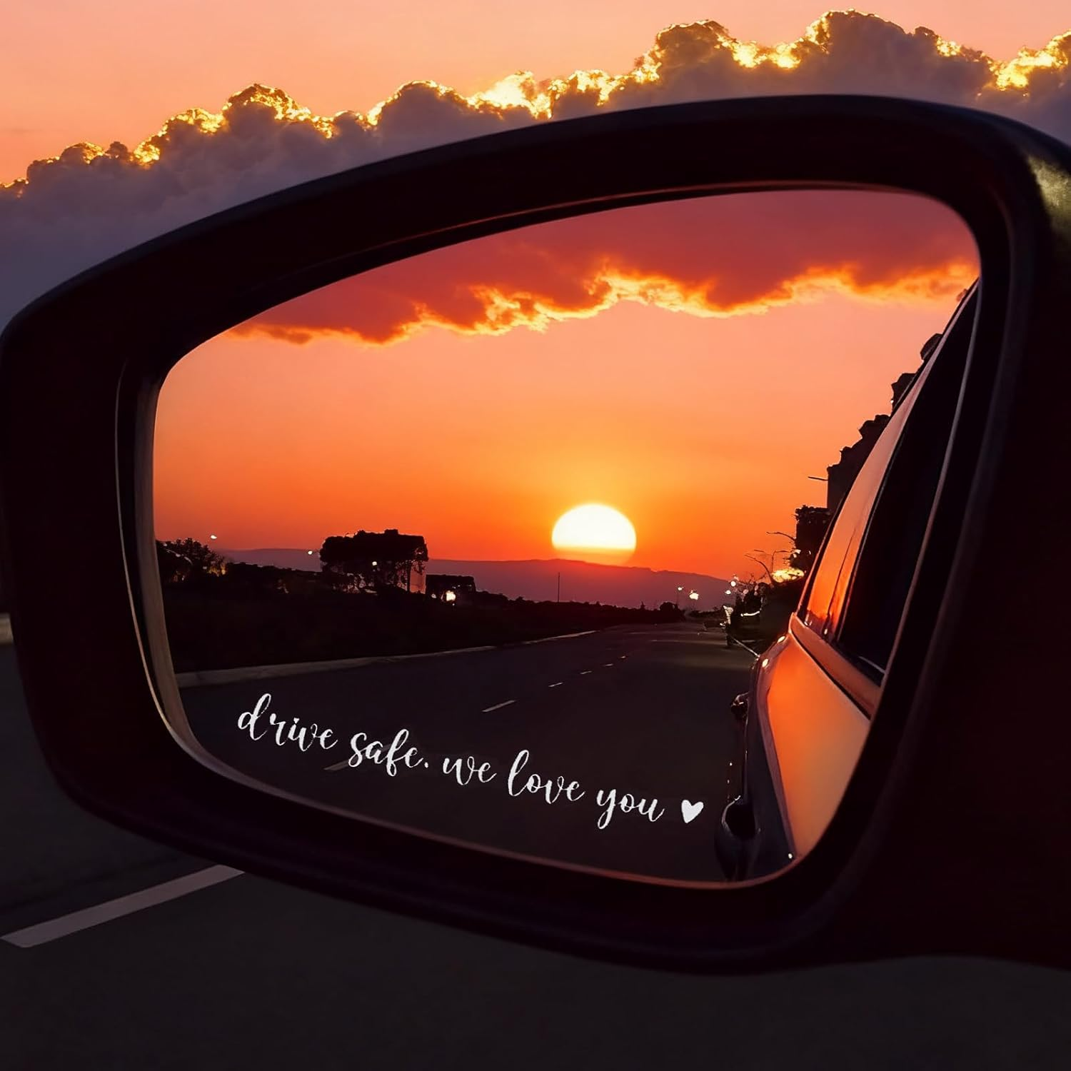 3Pcs Drive Safe We Love You Mirror Sticker, Car Rearview Mirror Decal Safe Driving Stickers Funny Auto Vinyl Window Decals for Men Women (White)
