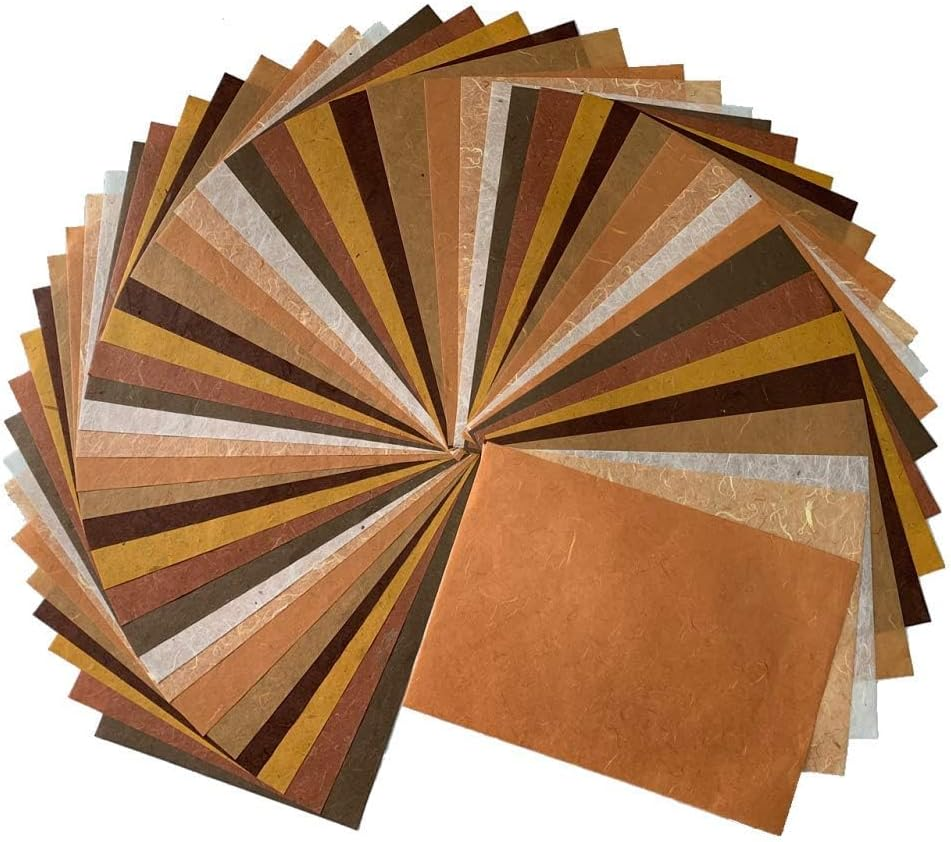 50 Sheets A4 Natural Fiber Mulberry Tree Mulberry Paper Sheets Art Tissue Washi Paper Design Craft Art Origami Suppliers Card Making DIY Crafts (Wedding Tone, A4)