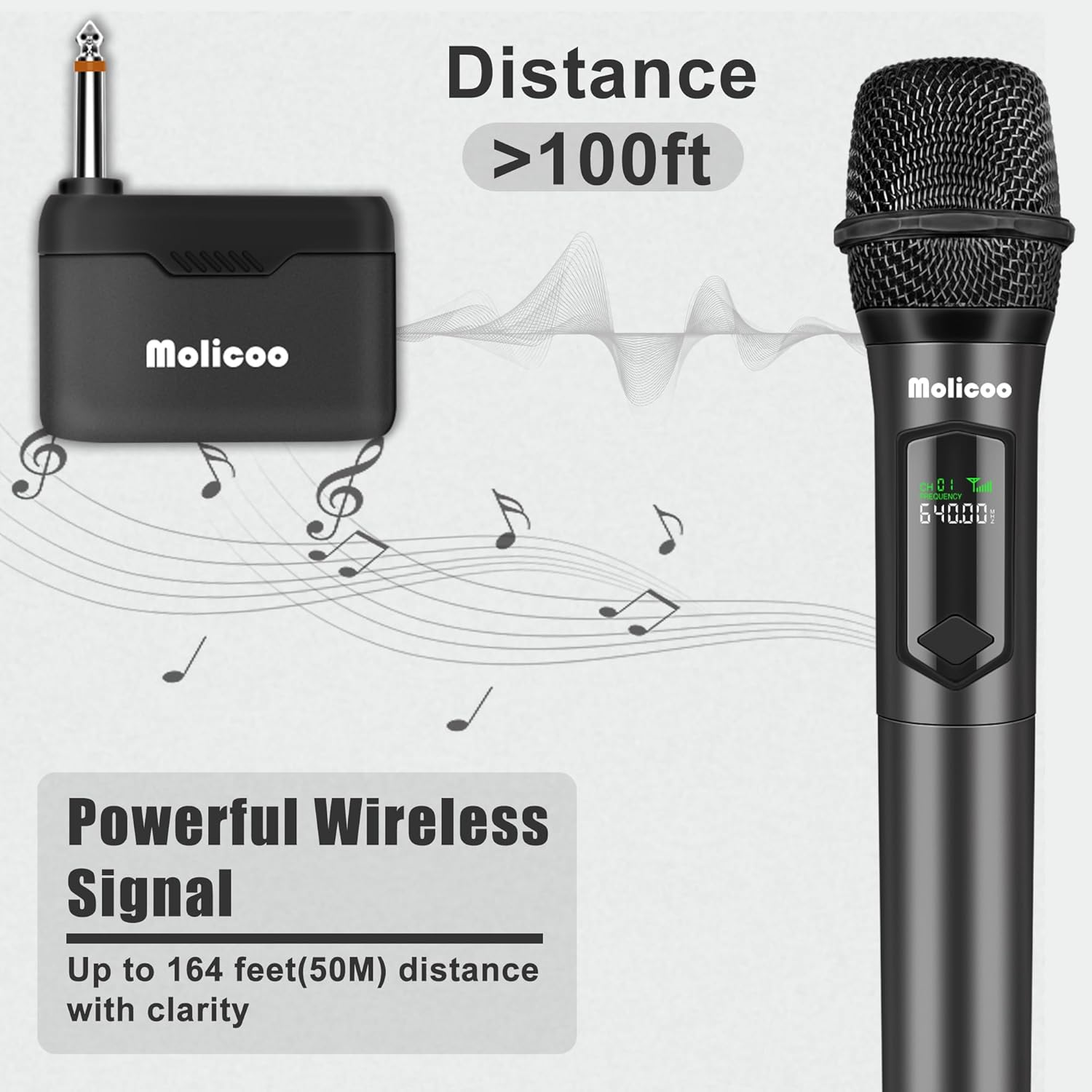 Wireless Microphone,Professional Handheld Wireless Dynamic Microphone System with Rechargeable Receiver 160 Ft,Karaoke Microphone Kit for Singing,Karaoke,Wedding,Dj,Party,Speech,Church,Pa,M50 image number 1