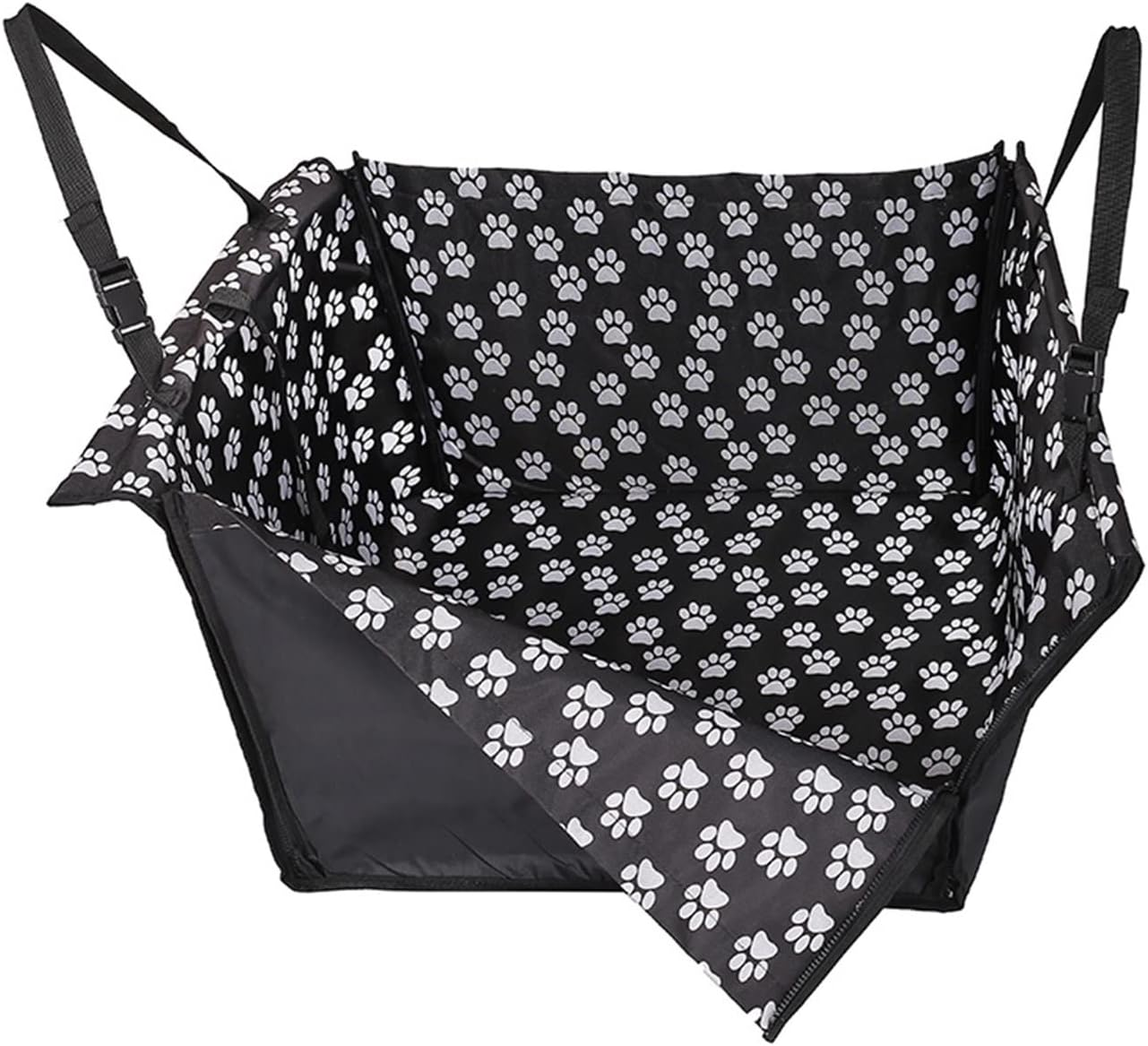 Dog Car Seat Cover Pet Carrier Dog Car Seat Cushion Suspension Mattress Carrying Dog Transport Dog Hammock(Color:Gray Footprint) image number 5