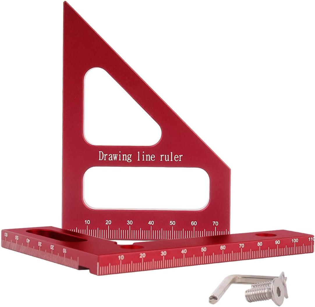 3D Multi-Angle Measuring Ruler, 45/90 Degree Aluminum Alloy Woodworking Square Protractor, Drawing Line Miter Triangle, High Precision Layout Tool for Engineer Carpenter image number 5
